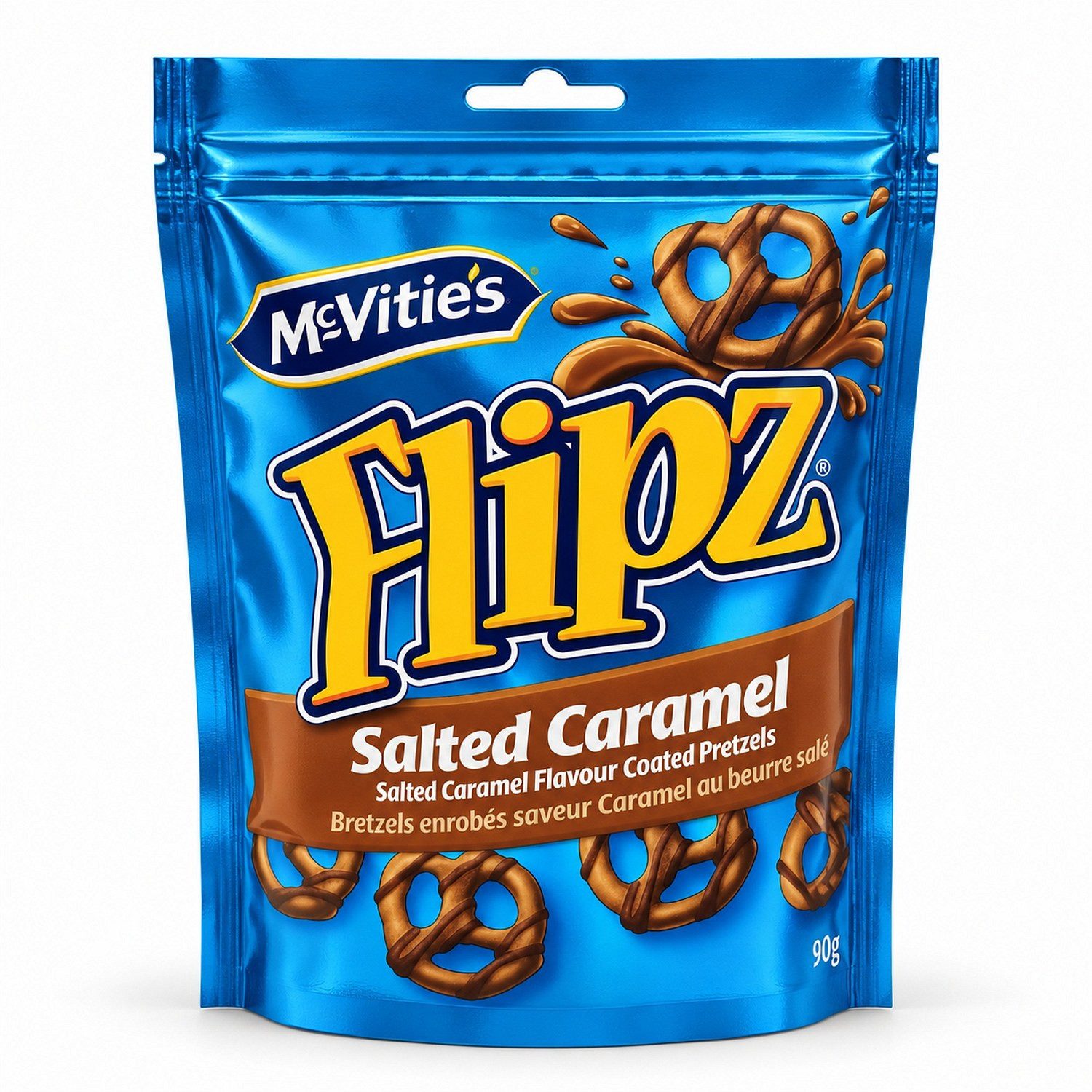 Schokolade, 1 x 90 g, McVitie's Flipz Salted Caramel – Brezeln mit Salz-Karamell-Überzug