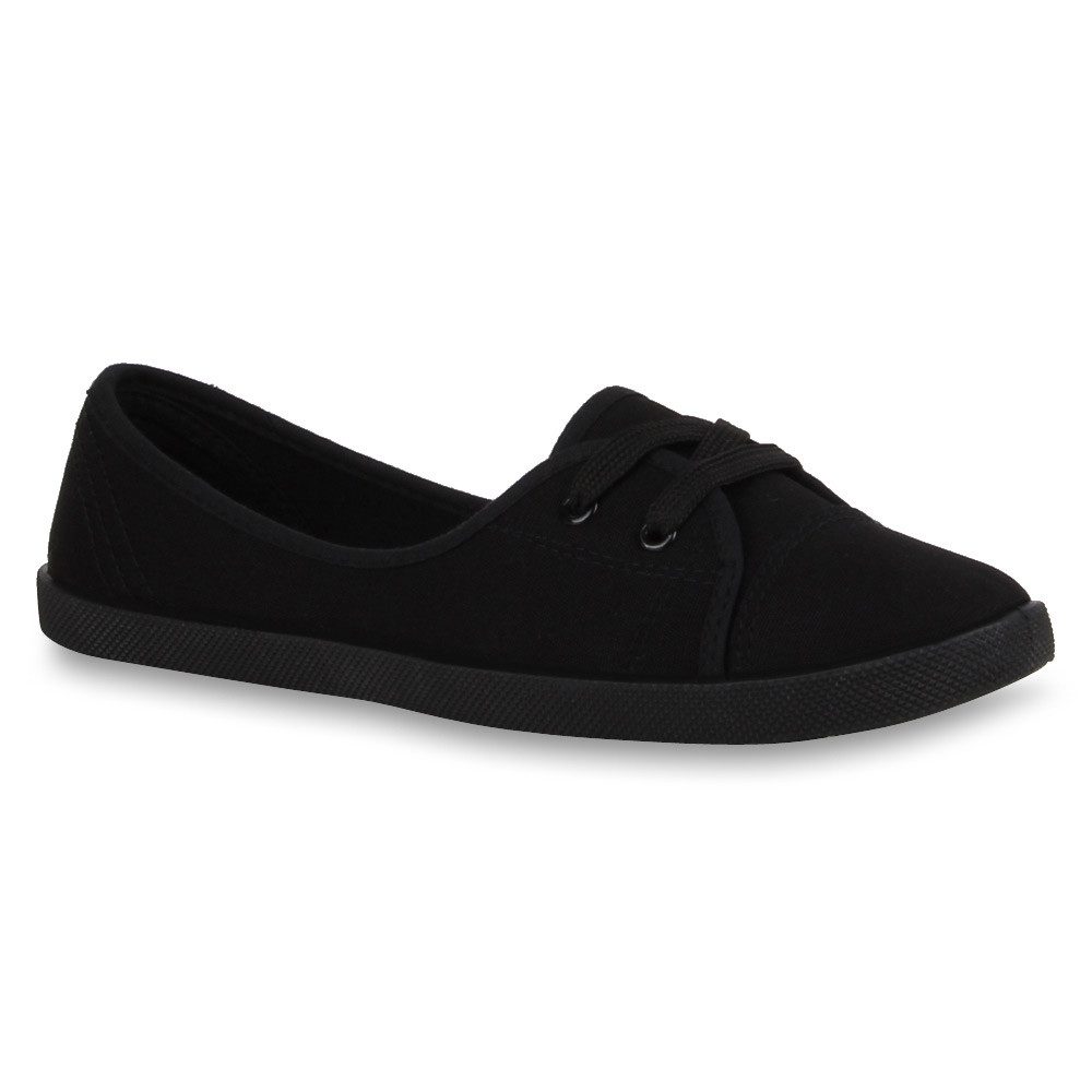VAN HILL 79659 Sneaker Ballerinas Sportliche Damen Ballerinas Stoff Slipper Sneaker Flats Schnürer 71109