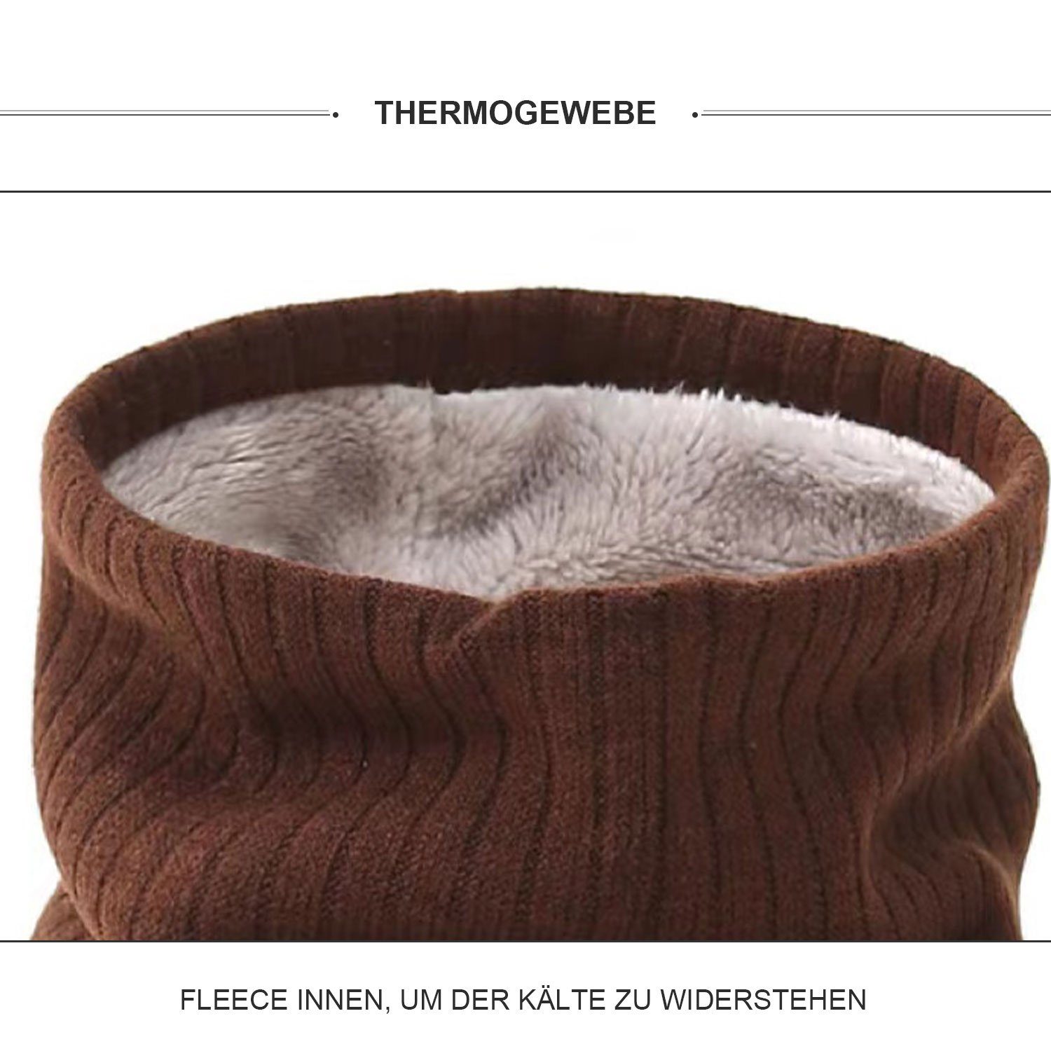 MAGICSHE Halswärmer gefüttertes Braun (1-St) Fleece Röhrchenschal, Winter Strickschal