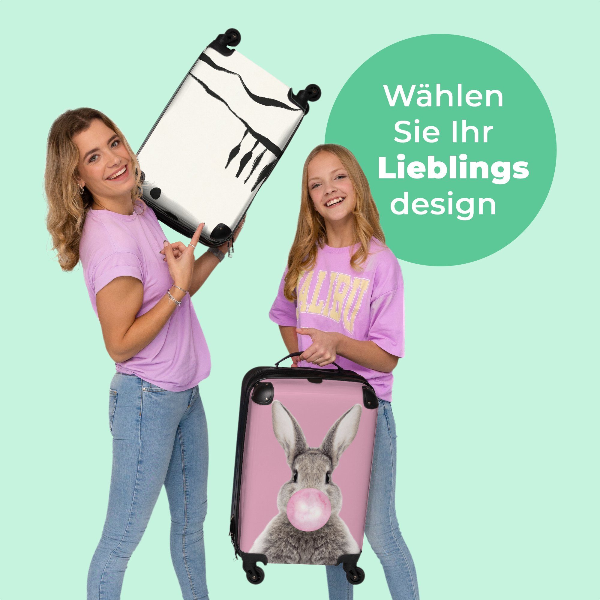 Handgepäck Rollen, Landschaft Rollkoffer Trolley Kleine Reisekoffer mit weiß, Schwarz NoBoringSuitcases.com© 4 Handgepäckkoffer und 4 Cabin Rollen Abstrakt 55x35x20cm - - -