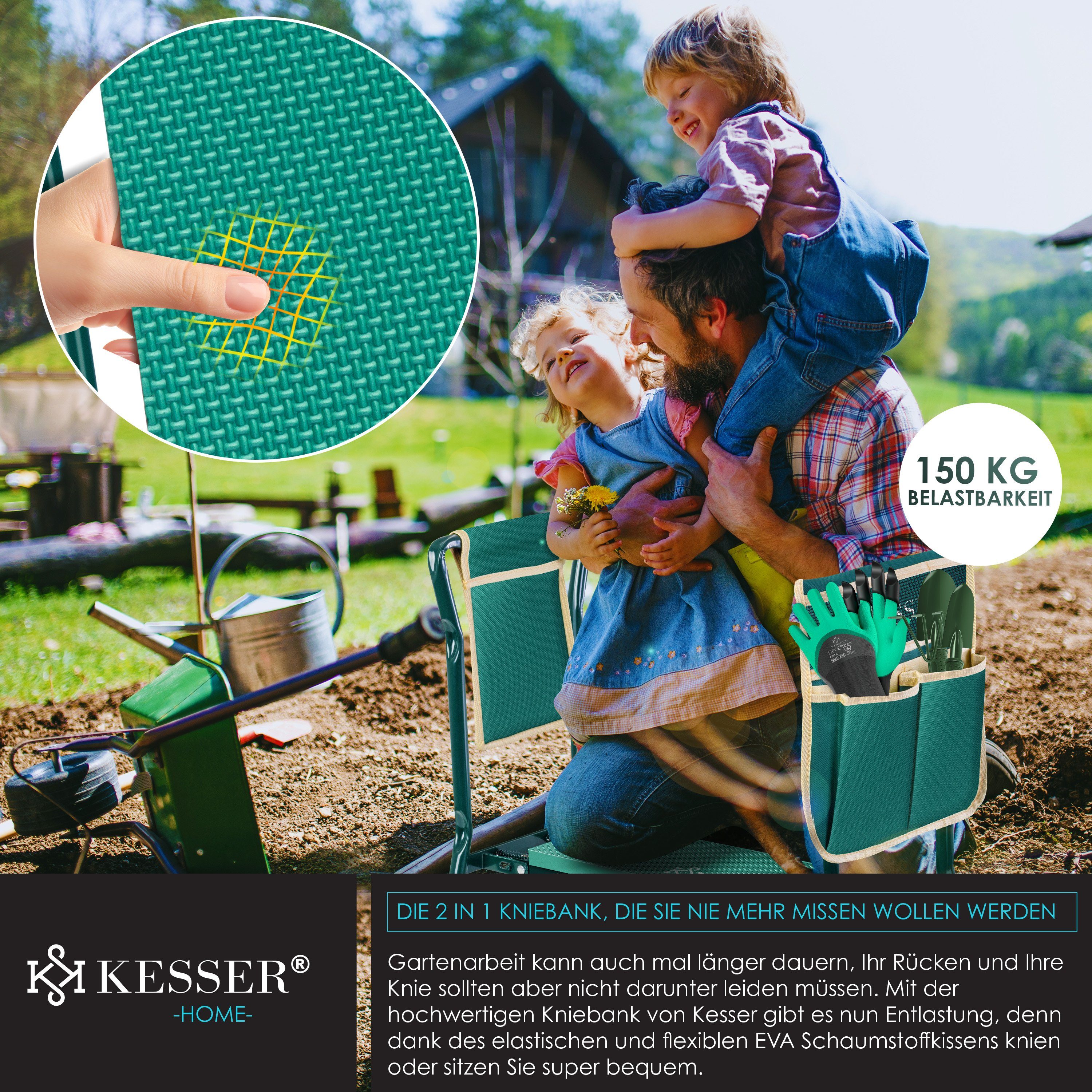 KESSER Kniebank, in XXL Kniebank für Gartenarbeit Gepolstert Sitzunterlage