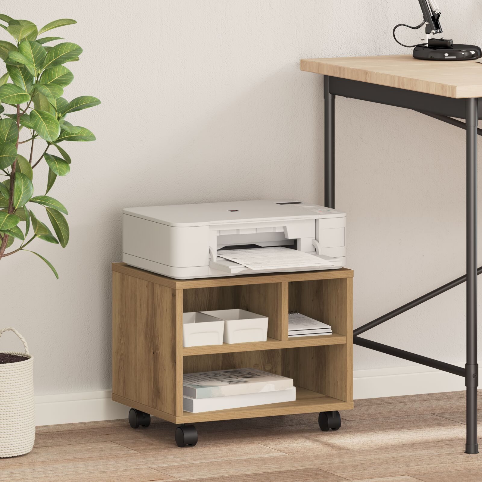 vidaXL Schreibtisch Druckerständer mit Rollen Artisan Eiche 41x32x33,5 cm günstig online kaufen