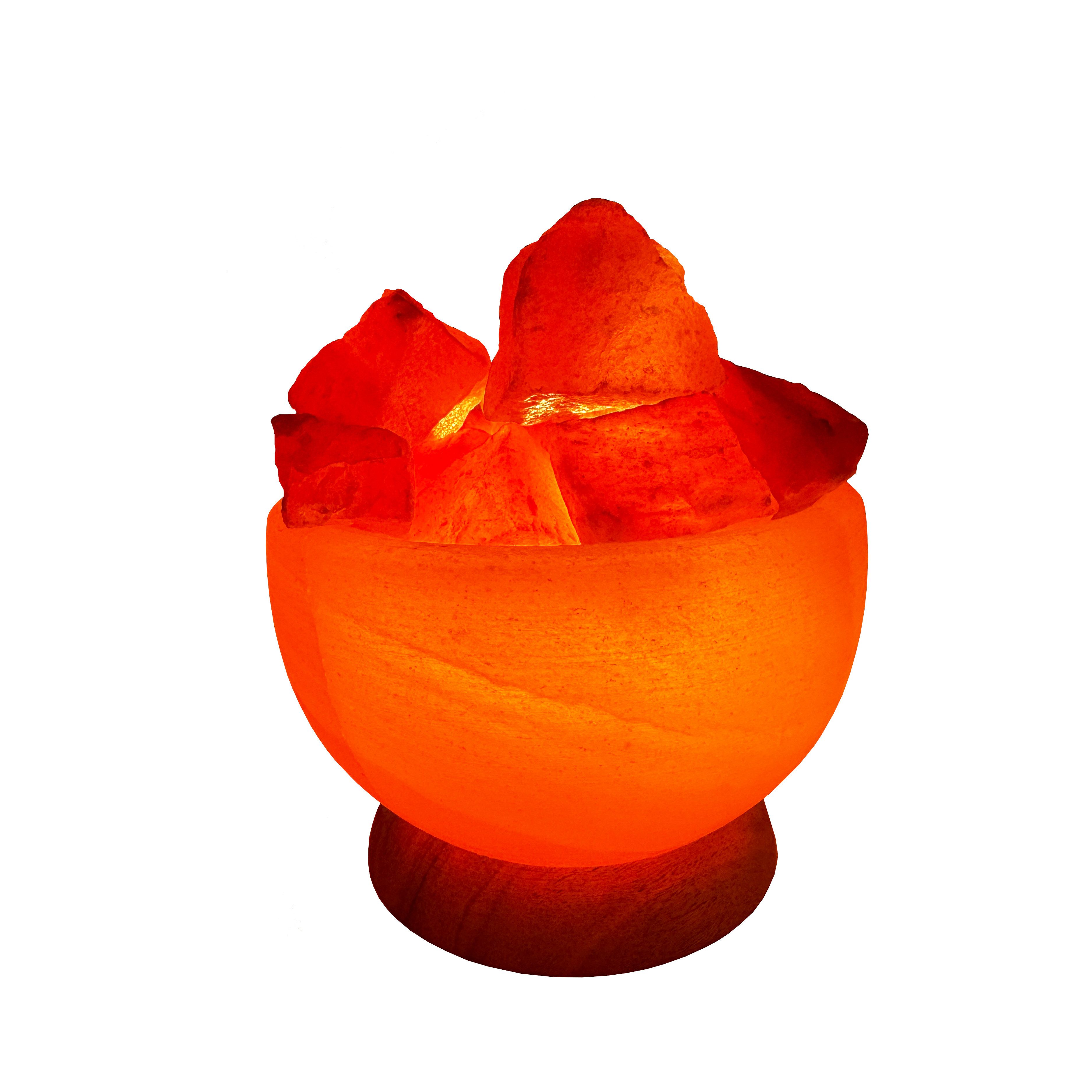 HAF Salzkristall-Tischlampe Salzlampe Salzkristallschale mit Salzkristallen inkl Fassung + Birne, Leuchtmittel wechselbar, Warmweiß/Rosa, Handgefertigt - jeder Stein ein Unikat