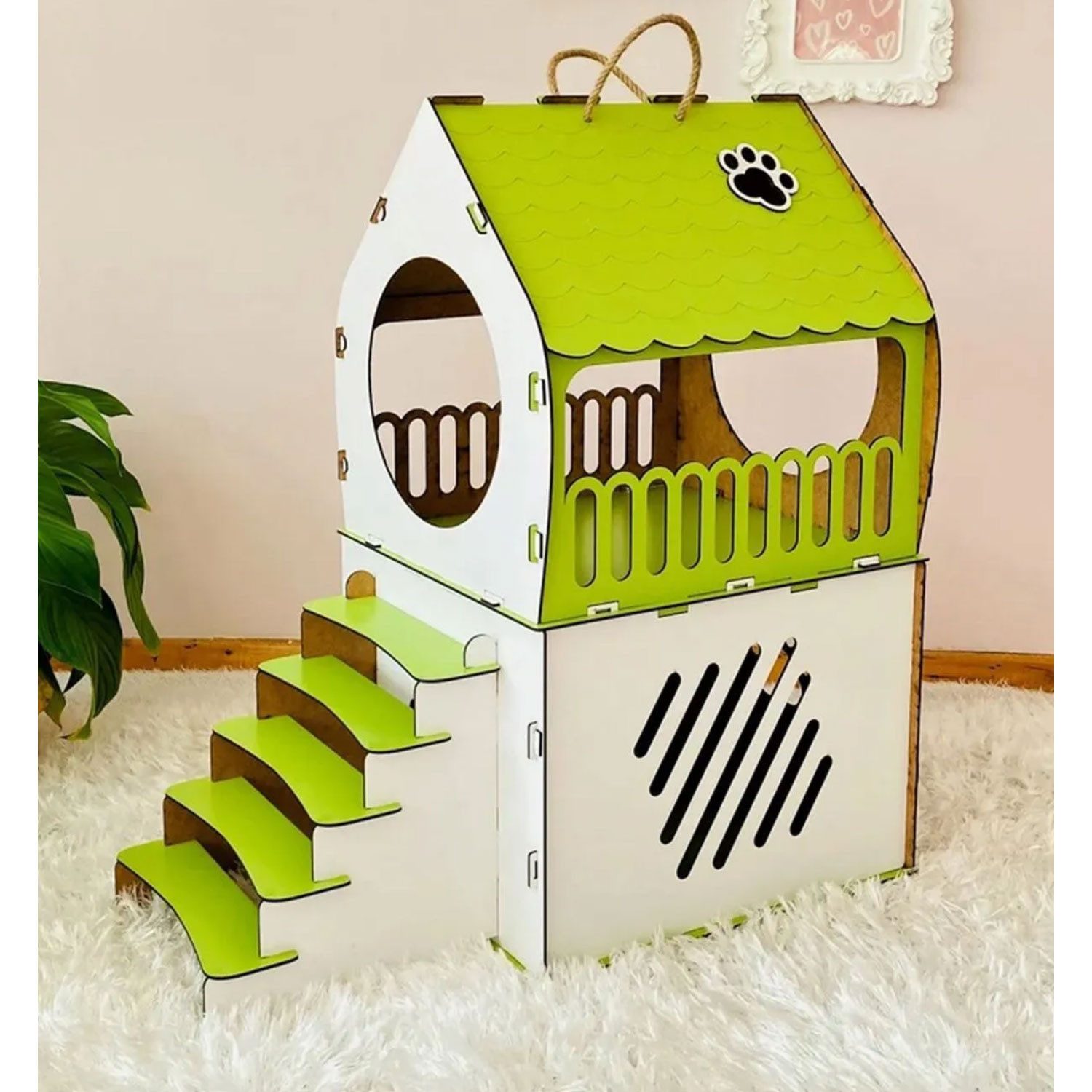 Jungengel Katzenliege 2-stöckiges Katzenhaus Blau-Weiß mit günstig online kaufen