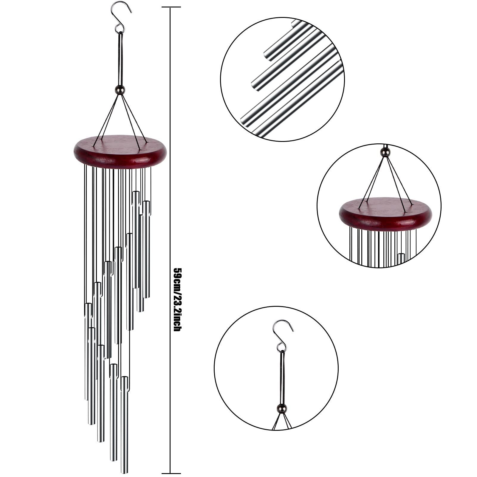 Windspiel Klangspiele mit Aluminium Metall Rohre für draußen Balkon Garten 