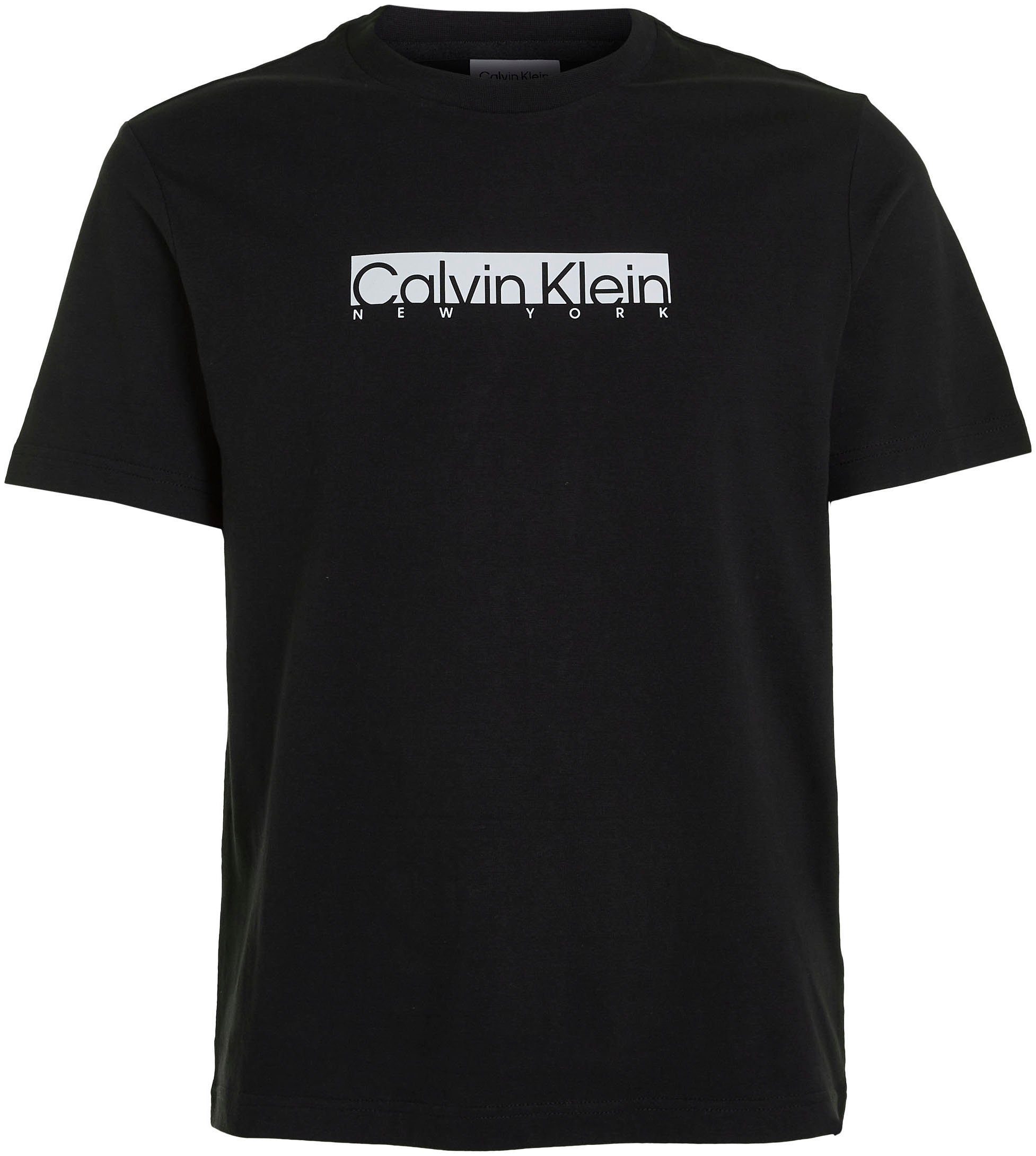 Kurzarmshirt Klein Logo Calvin der auf mit Klein Brust schwarz Calvin