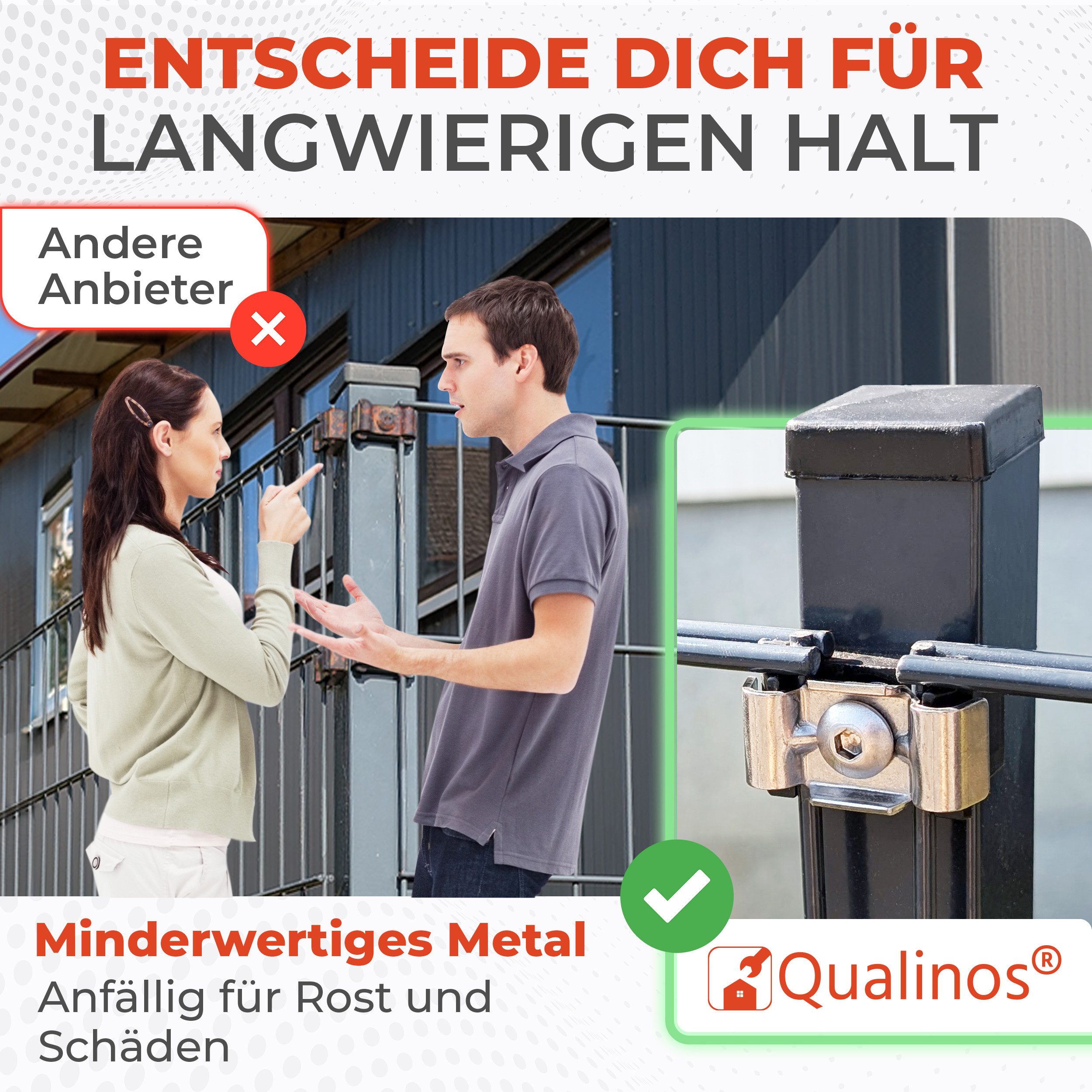 Qualinos Blindniete M8 Doppelstabmattenzaun V2A – Klemmber. 5-7mm für Montage & Reparatur, (Zubehör-Set, 10 St., Spezial-Nietmutter M8 V2A für Zaunbau (5-7mm Klemmbereich), Erweiterter Klemmbereich 5-7mm, Rostfrei, M8 Gewinde