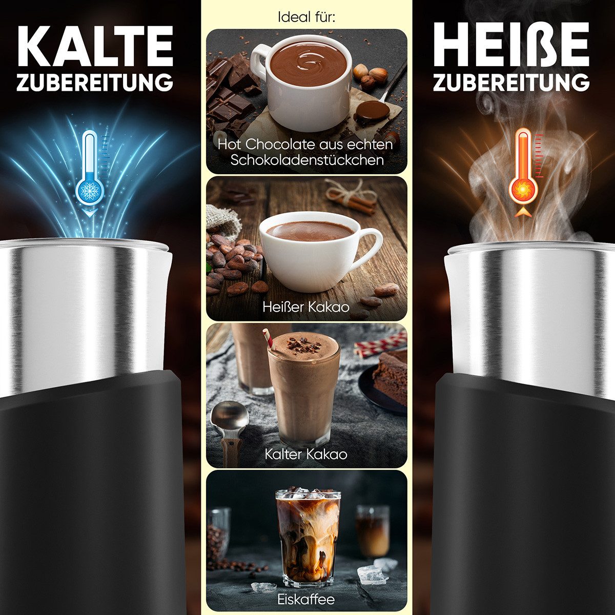 CLATRONIC Milchaufschäumer MS 3812, Milchaufschäumer elektrisch, Heiß-/ Kaltfunktion