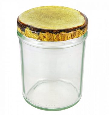 MamboCat Einmachglas 12er Set Sturzglas 435 ml Marmeladenglas Einmachglas Holzdekor Deckel, Glas