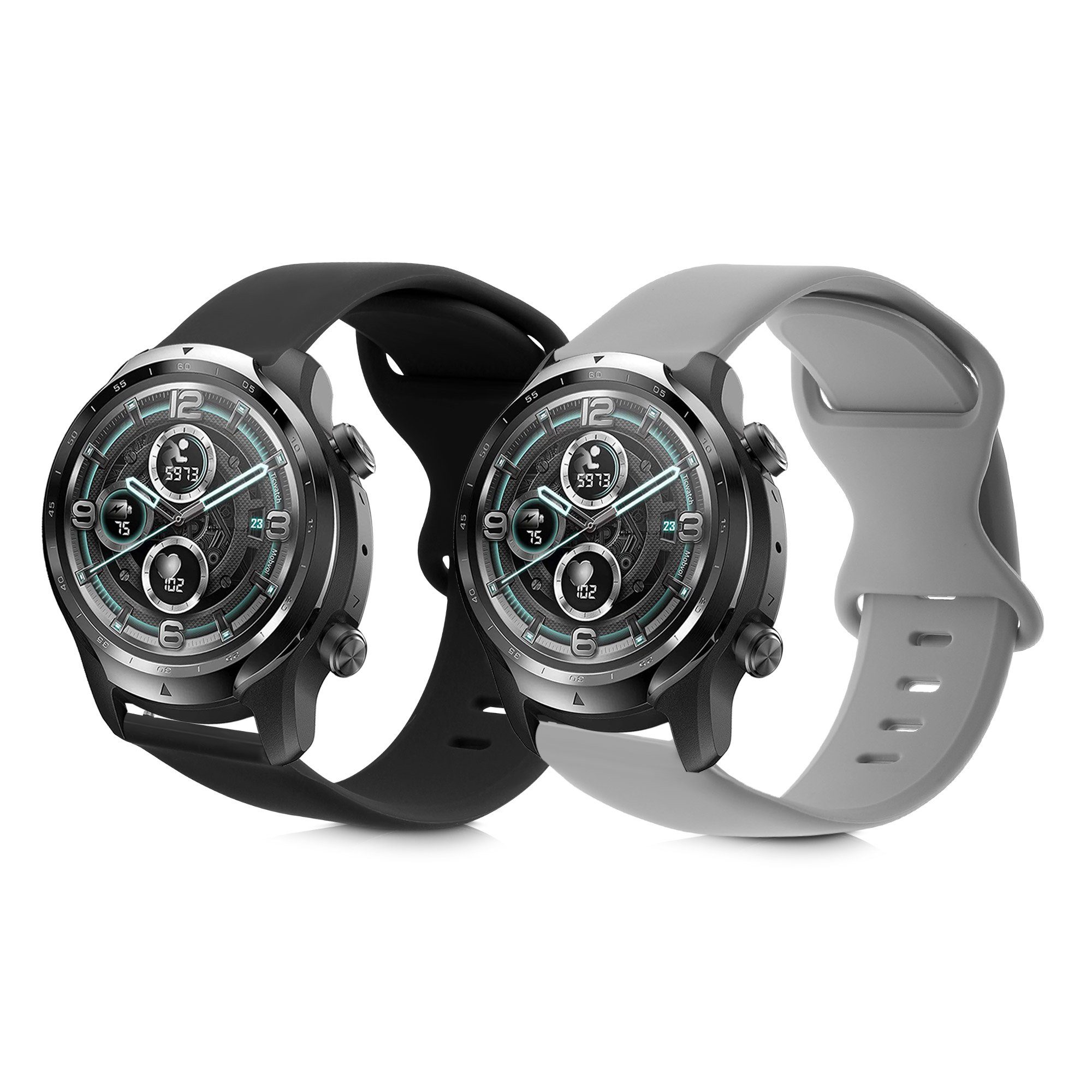 kwmobile Uhrenarmband 2x Sportarmband für Ticwatch Pro 3 / X / Pro 3 lite /  Pro 2021, TPU Silikon Armband Set für Fitnesstracker - Größe L - 17,2 -  23,8 cm
