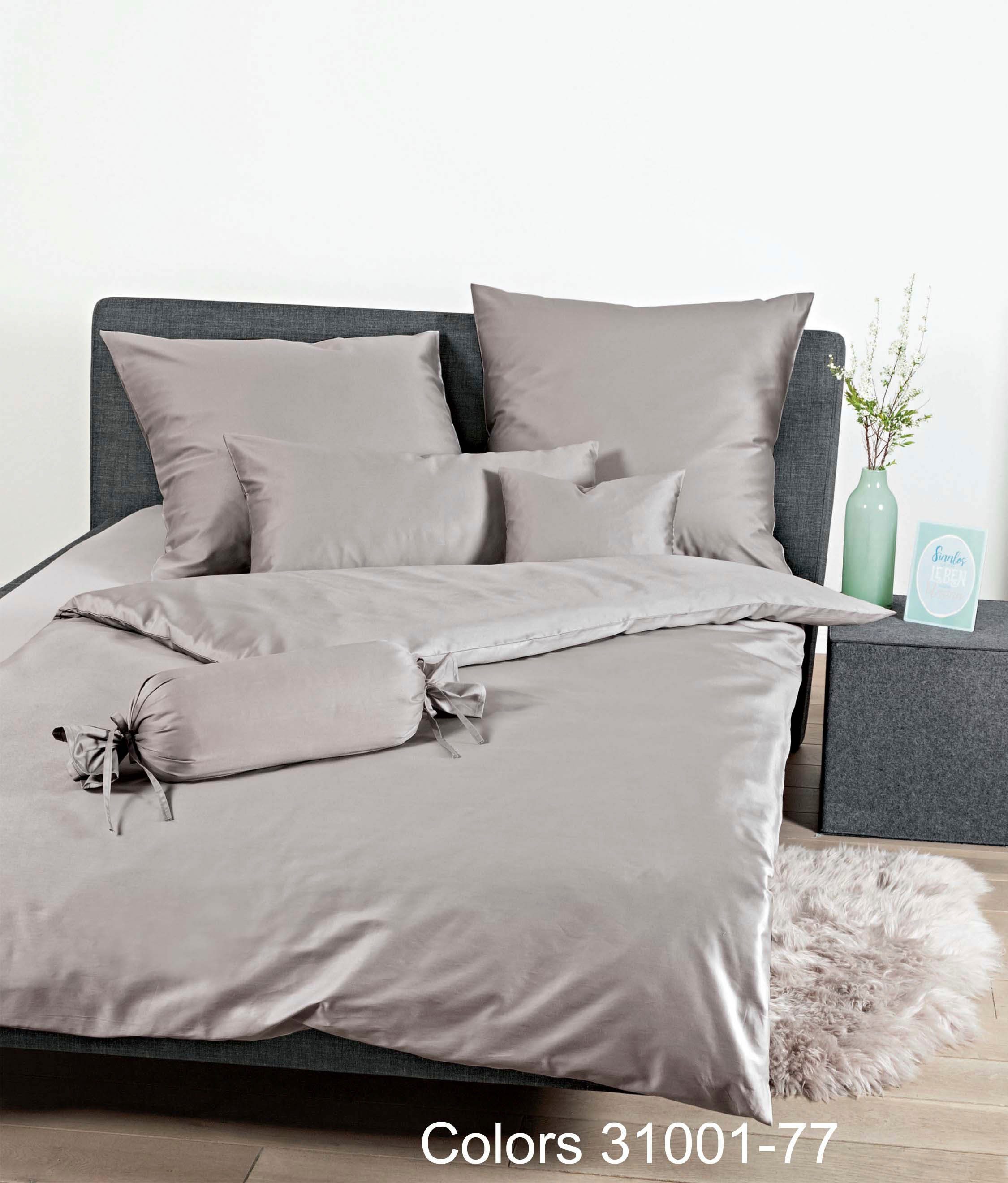 Janine Постільна білизна Colors 31001, Mako-Satin, 2 teilig, feinfädige uni Постільна білизна für alle Jahreszeiten, Markenreißverschluss