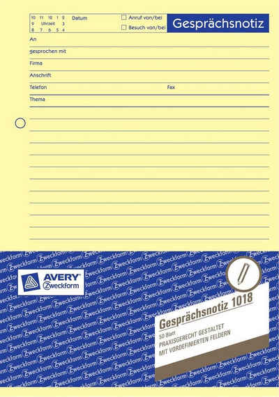 Avery Zweckform Kugelschreiber »AVERY Zweckform Formularbuch "Gesprächsnotiz",«