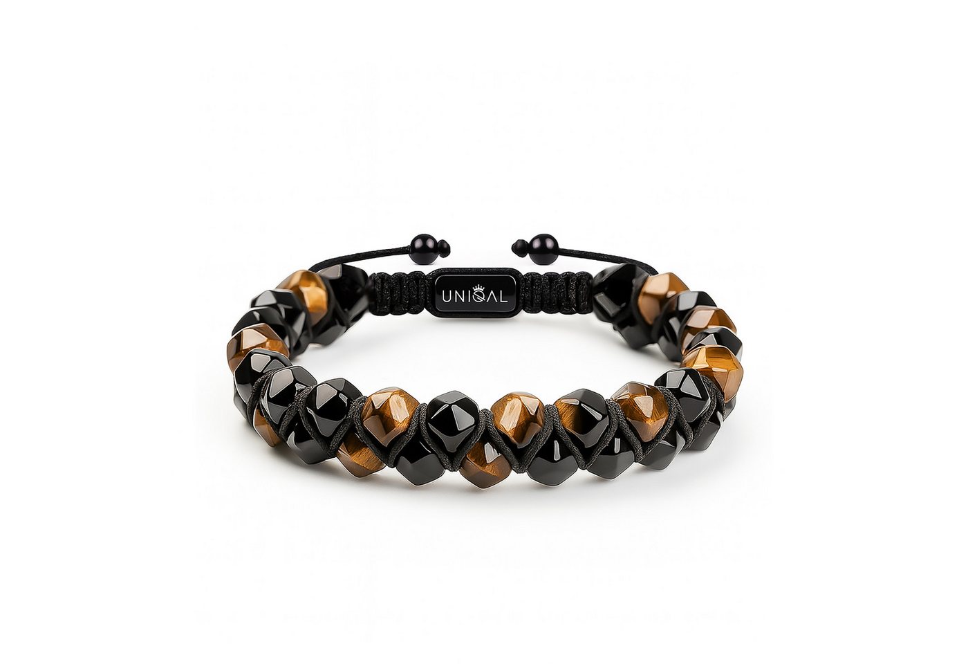 UNIQAL.de Perlenarmband Naturstein Turmalin facettiert (Unisex-Armband mit verstellbarer Makramé-Schließe, Echte Steinperlen, präzise geschliffen, handgefertigt), Verkauf & Versand durch deutschen Händler