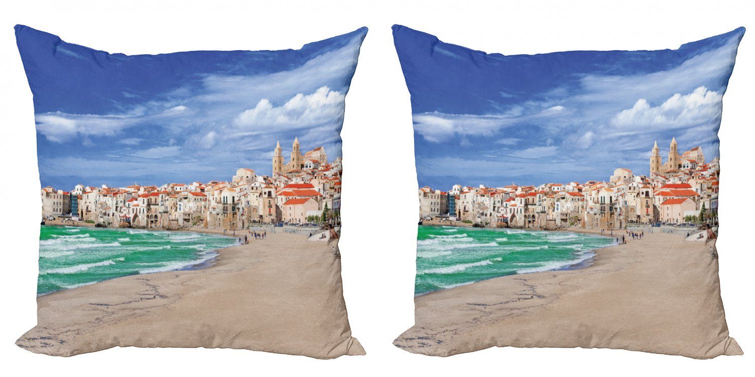 Kissenbezüge Modern Accent Doppelseitiger Digitaldruck, Abakuhaus (2 Stück), Sizilien Dreamy Cefalu Strand-Foto
