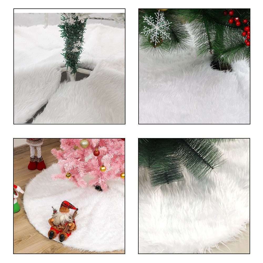 Wiederverwendbare Blusmart Plüsch-Weihnachtsbaumrock, Weihnachtsbaumdecke Schneeweißer white plush