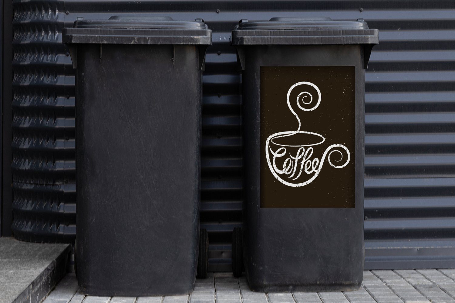 Wandsticker MuchoWow (1 St), Sprichwörter - Abfalbehälter - Mülltonne, Kreidetafel - - Mülleimer-aufkleber, Container, Sticker, Retro Kaffee Zitate