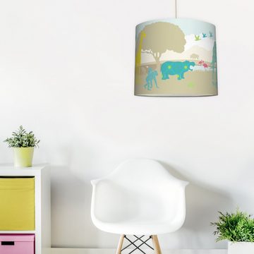 anna wand Lampenschirm Sunny Safari - Afrika - ø 40 cm - Türkis/Beige/Gelb - Kinderzimmer Lampe