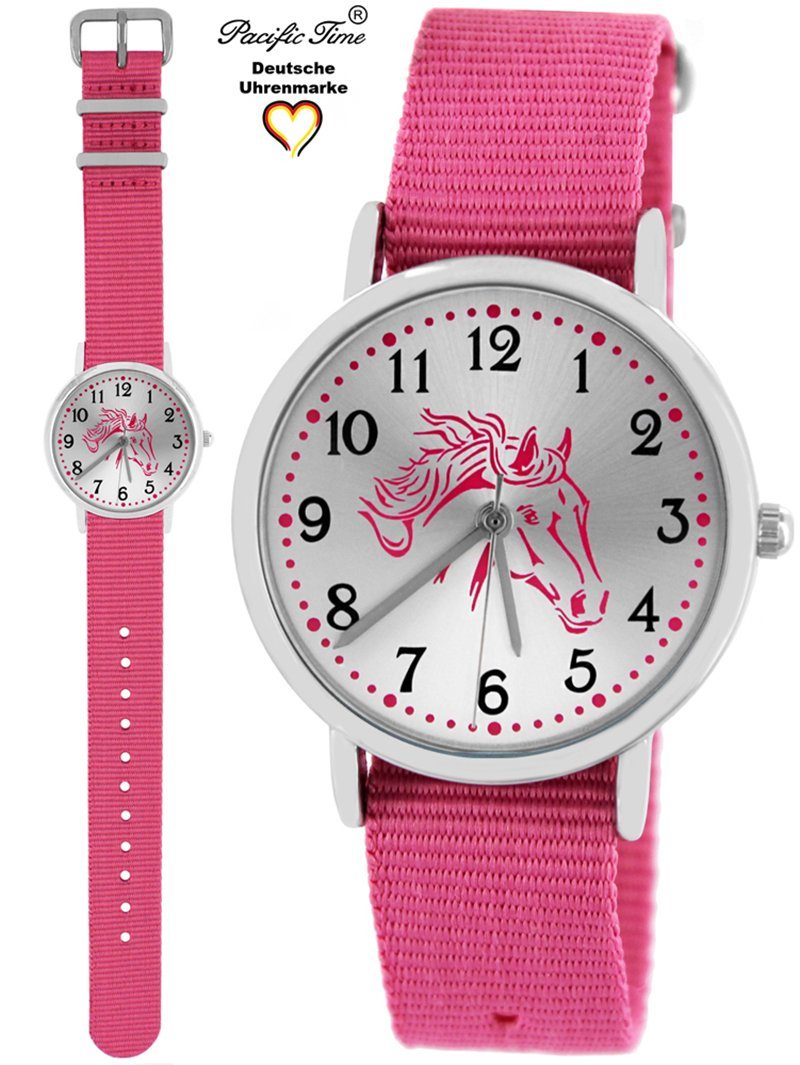 Pacific Time Quarzuhr Kinder Armbanduhr Pferd rosa Wechselarmband, Mix und Match Design - Gratis Versand