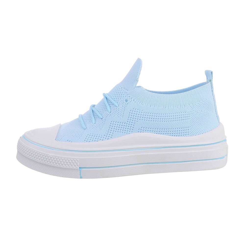 Ital-Design Damen Low-Top Freizeit Sneaker Flach Sneakers Low in Hellblau