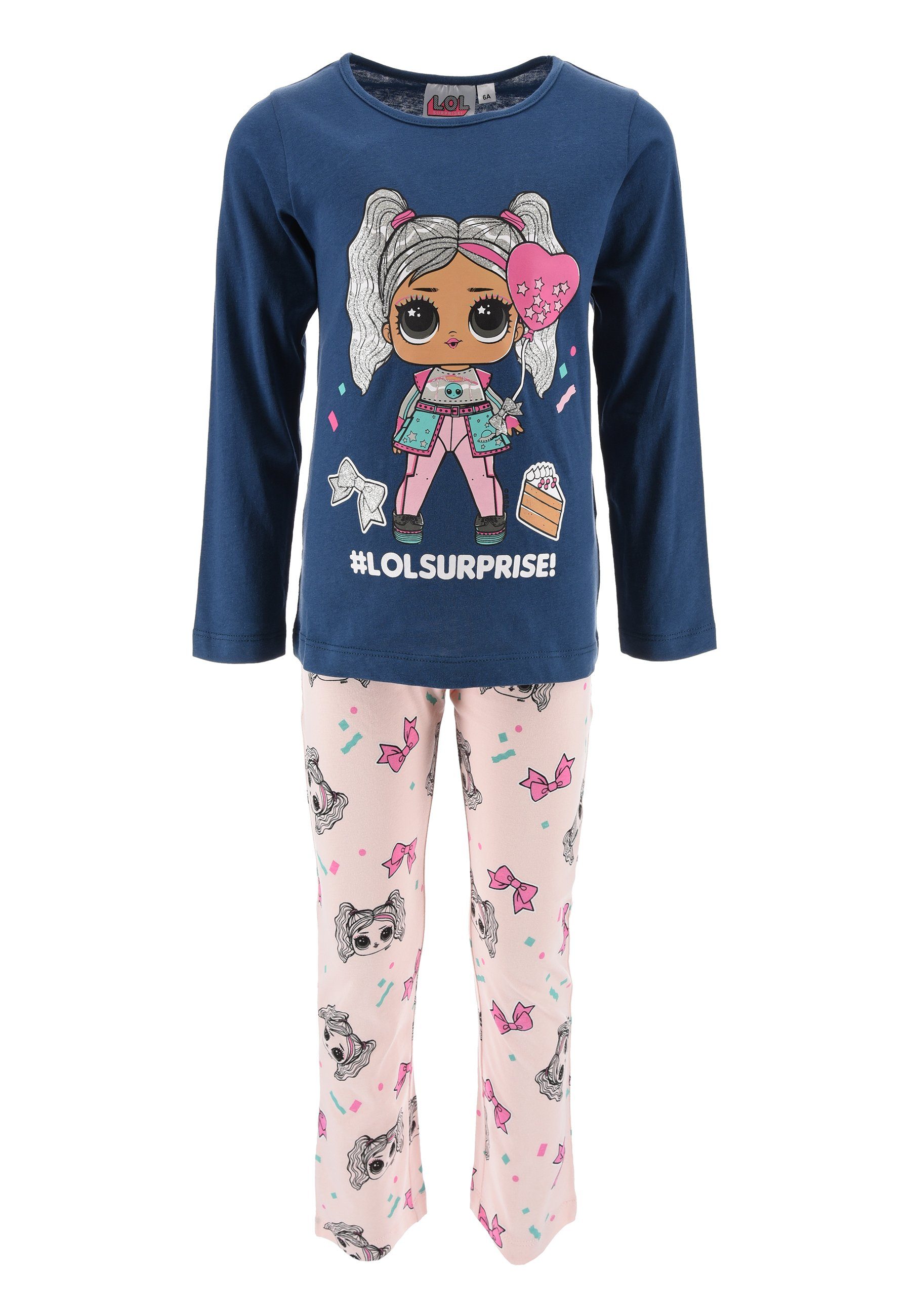 L.O.L. SURPRISE! Schlafanzug Kinder Mädchen Schlafanzug Kinder Pyjama Langarm Shirt + Schlaf-Hose (2 tlg) Dunkel-Blau