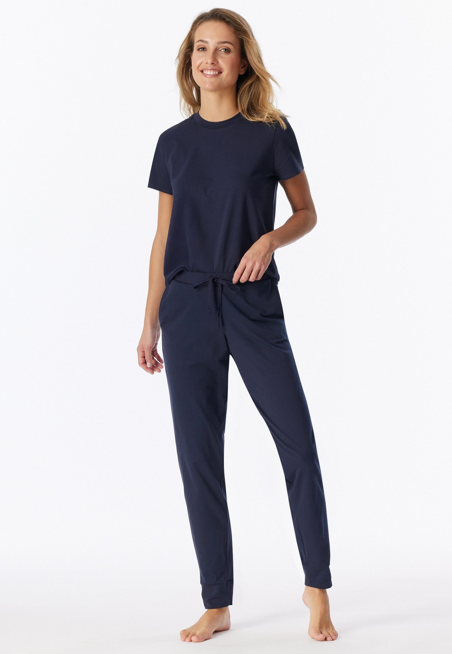 Schiesser Pyjamahose Mix + Relax Cotton-Mix, Gummizug, Bindeband, seitliche Taschen