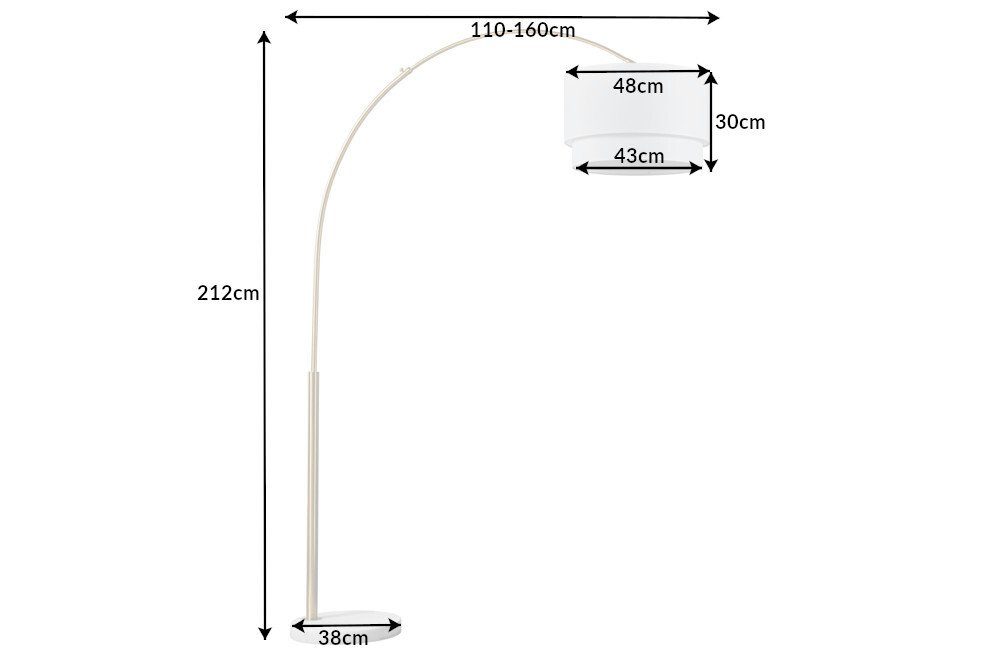 · LOUNGE 210cm · ohne / Wohnzimmer Marmor Bogenlampe Leuchtmittel, DEAL gold, Kunststoff Modern Metall riess-ambiente · Ein-/Ausschalter, · weiß