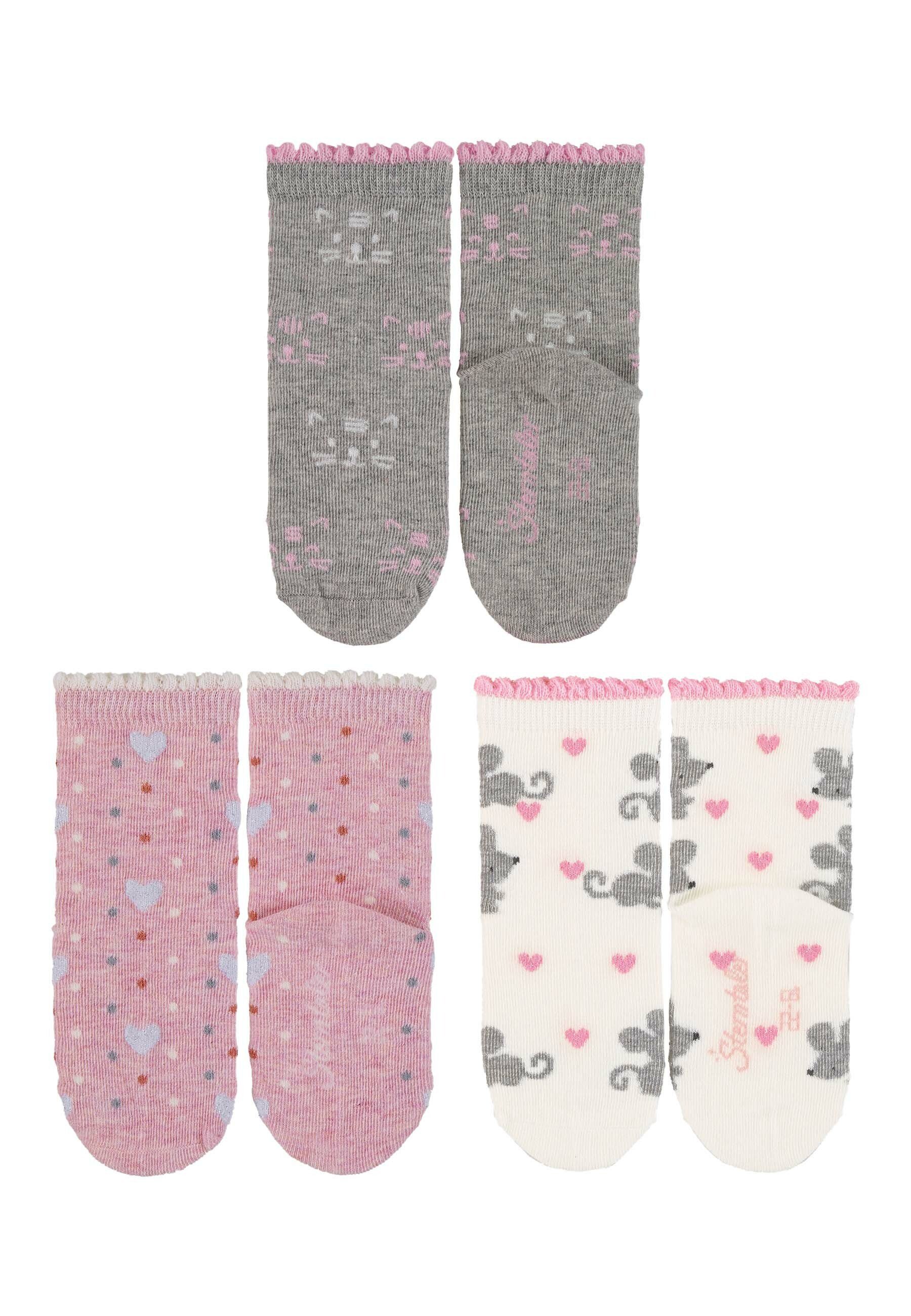 Sterntaler® Feinsöckchen Socken 3er-Pack Katze (3-Paar, 3er-Pack) Socken 3er-Pack hoher Baumwollanteil, süße Motive, weich & elastisch
