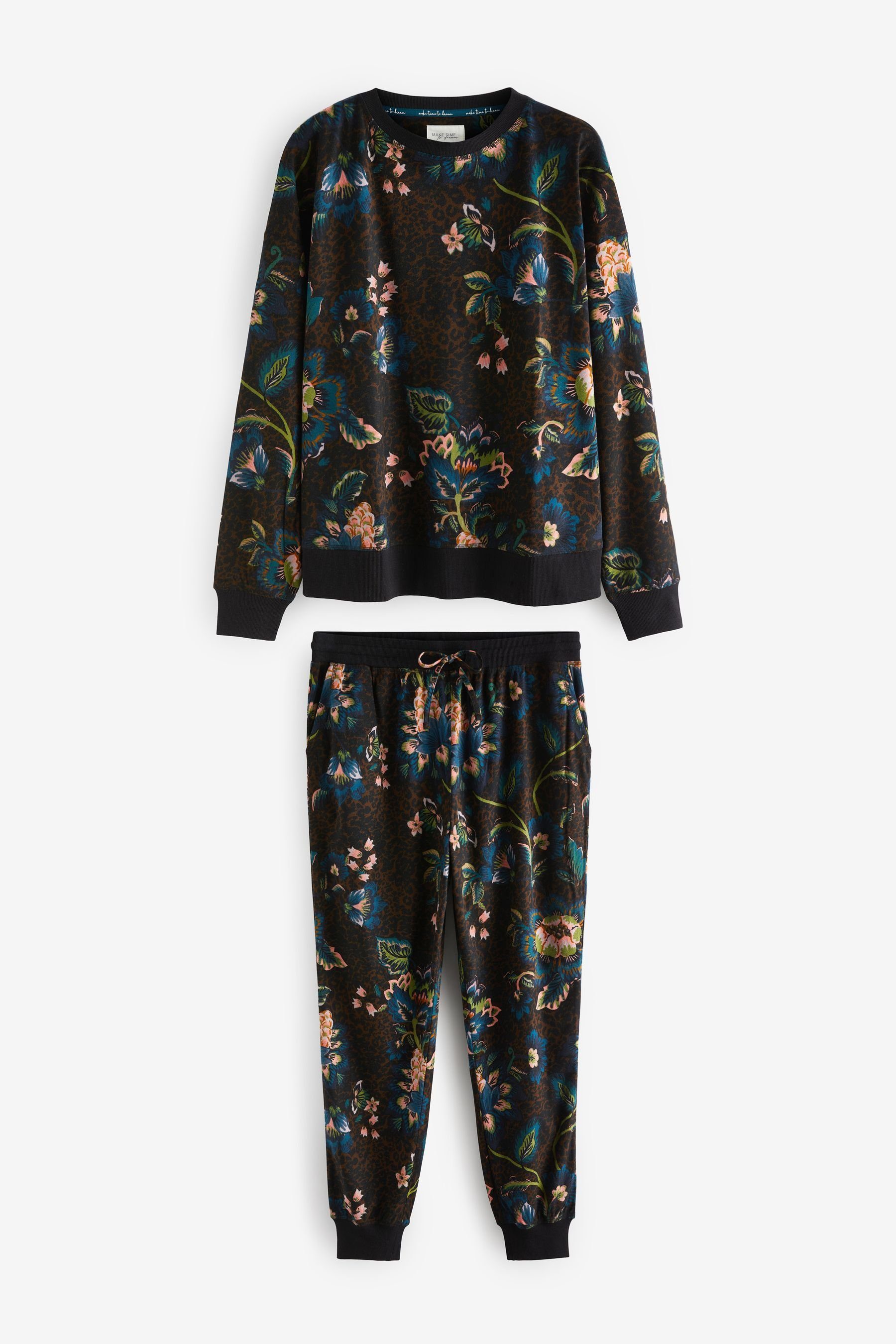 Next Pyjama Bequemer und superweicher Pyjama (2 tlg) Black Floral