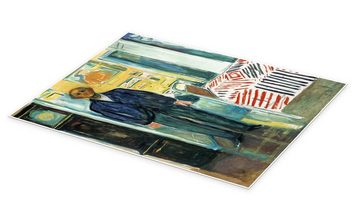 Posterlounge Poster Edvard Munch, Selbstbildnis zwischen Uhr und Bett, Malerei