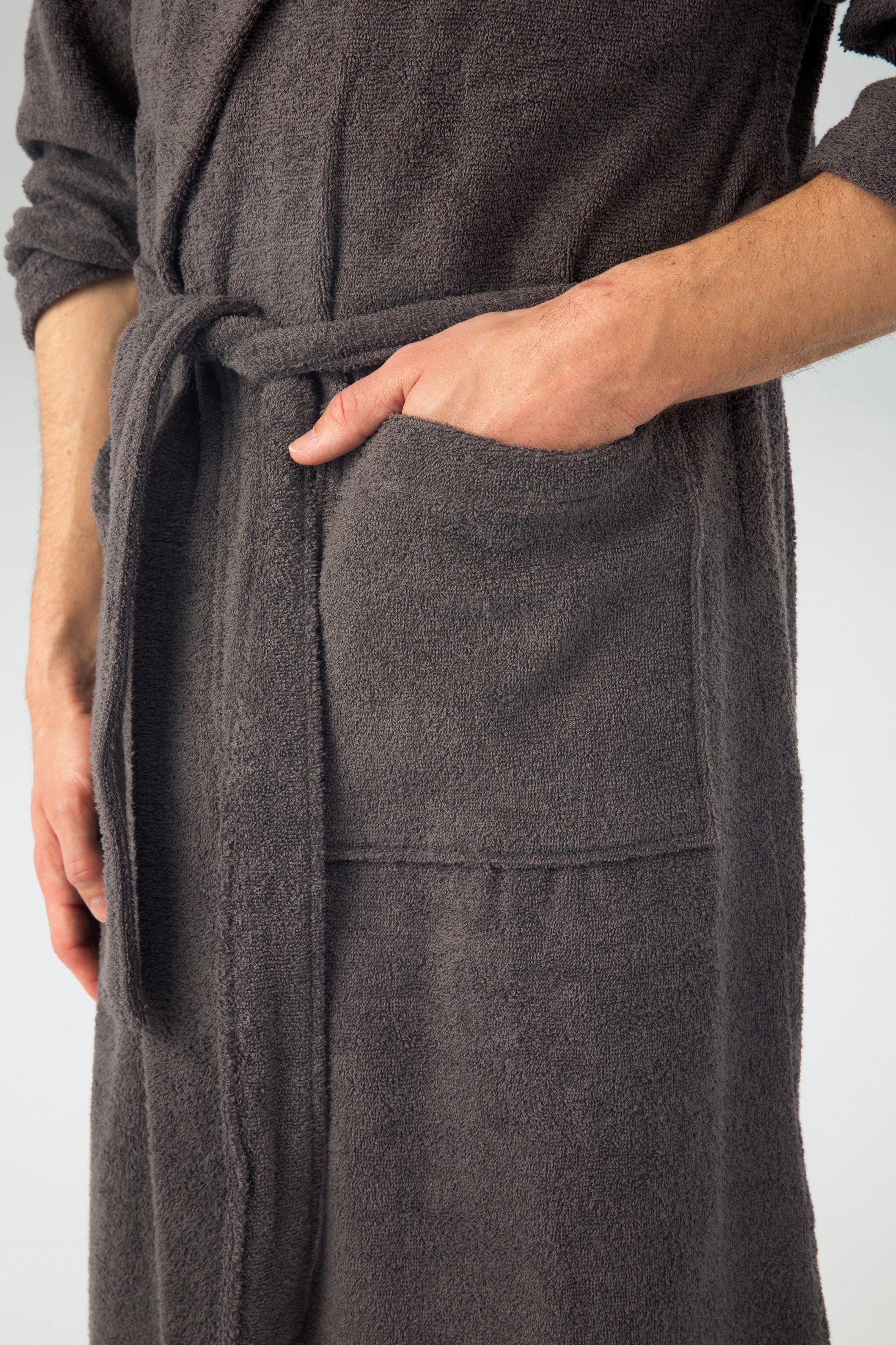 OTTO home Unisex-Bademantel Sanremo, ideal für Sauna & Spa, Hotelbademantel, Morgenmantel, Langform, Baumwolle, Kapuze, Gürtel, mit Taschen, Damen & Herren Bademäntel, S-3XL