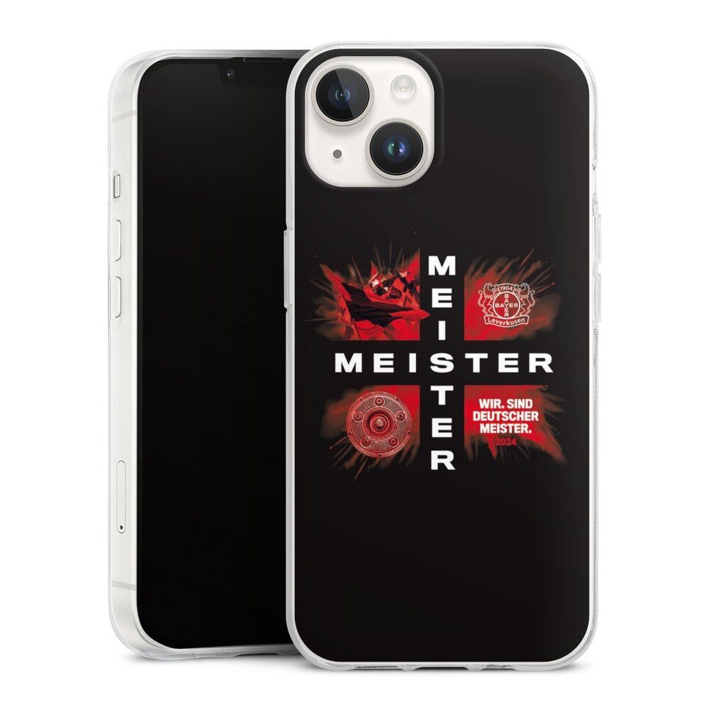 DeinDesign Handyhülle Bayer 04 Leverkusen Meister Offizielles Lizenzprodukt, Apple iPhone 14 Silikon Hülle Bumper Case Handy Schutzhülle