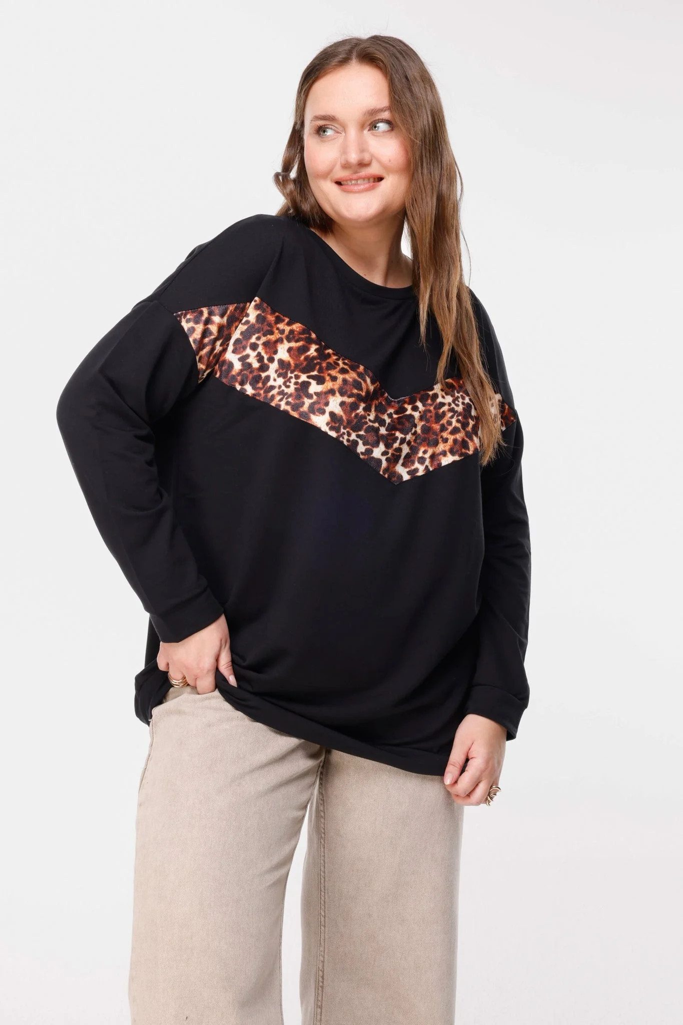 Shape of You Kapuzenpullover Leopardenmuster Sweatshirt günstig online kaufen