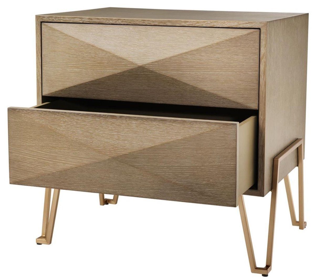 Casa Padrino Beistelltisch - Nachttisch Braun x / x Messing 2 Luxus Schubladen 62,5 60 49 Luxus cm mit H. Qualität