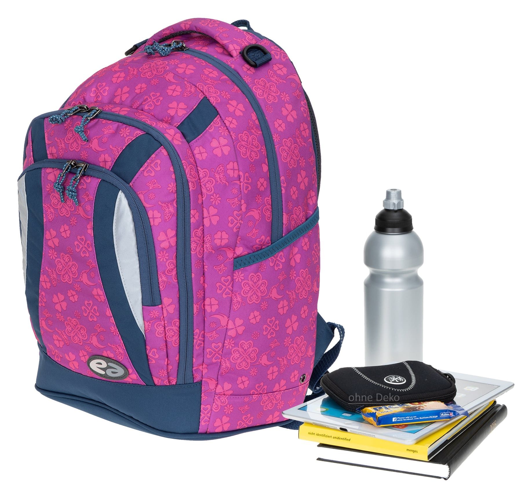 yzea® Schulrucksack Jungen Mädchen ab 3. Klasse Go Bo, Schultasche Schulmappe Rucksack 2 große Fächer mit Brustgurt + Flasche