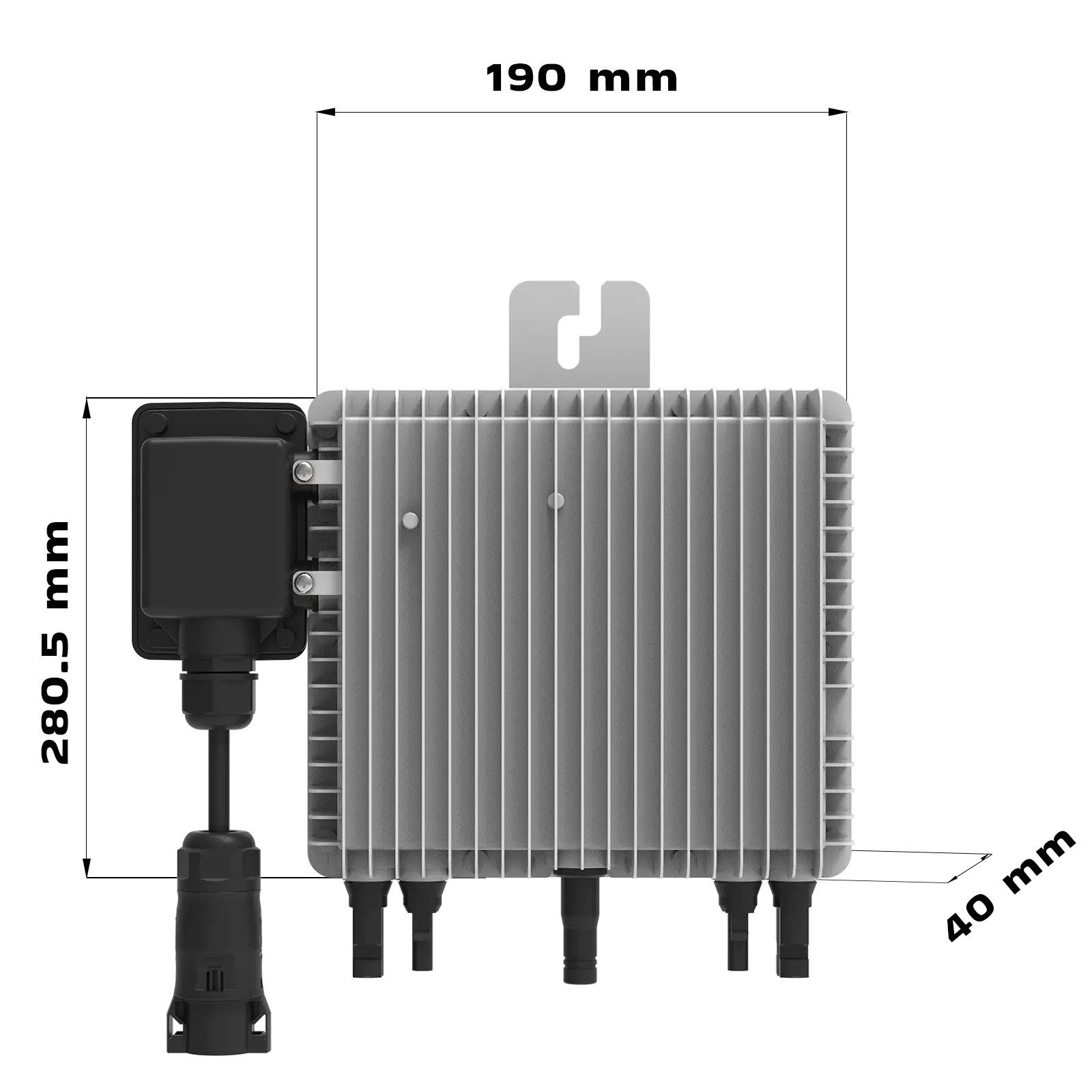 SUNNIVA Wechselrichter DEYE Mikro-Wechselrichter 800 W SUN-M80G4-EU-Q0, (inkl. 5m Anschlusskabel und 4x1m Solarkabel für Balkonkraftwerk, IP67 wetterfest, Plug& – Bild 4 von 5