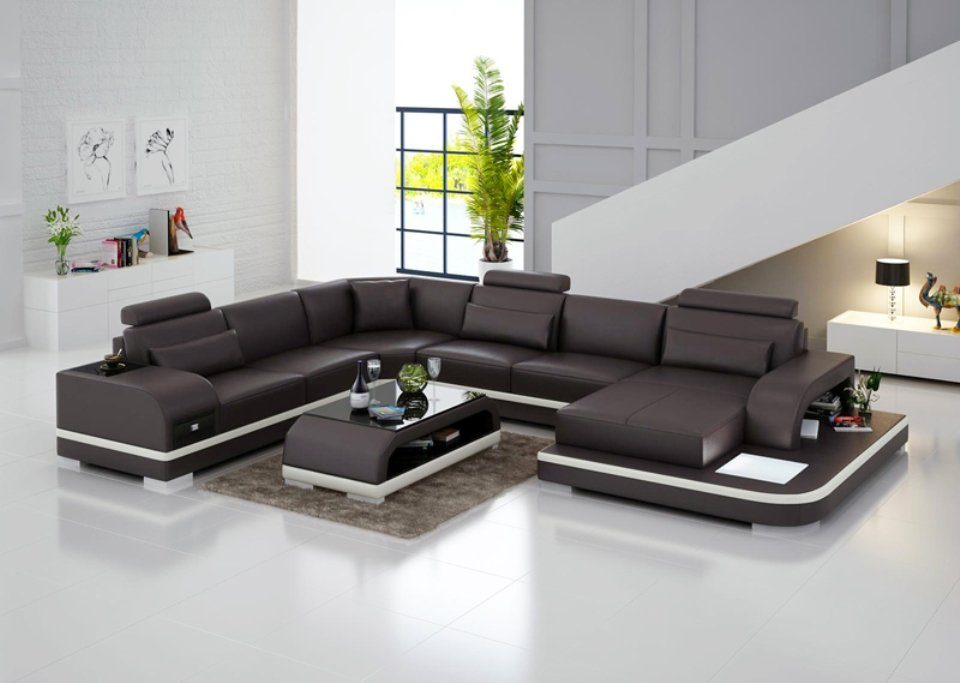 JVmoebel Ecksofa, Ledersofa Couch Wohnlandschaft Ecksofa Eck Design Modern Sofa | Ecksofas