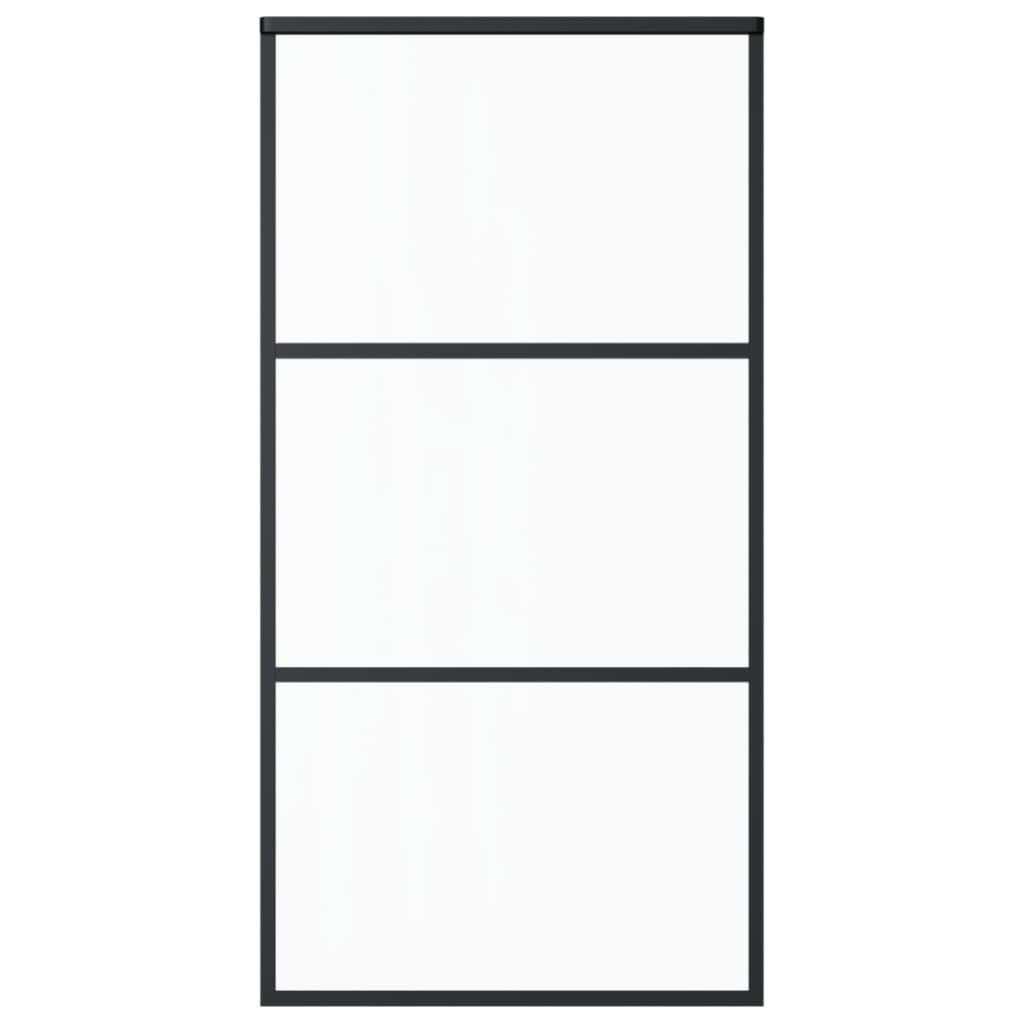 vidaXL Zimmertür Schiebetür ESG-Glas und Aluminium 102x205 cm Schwarz