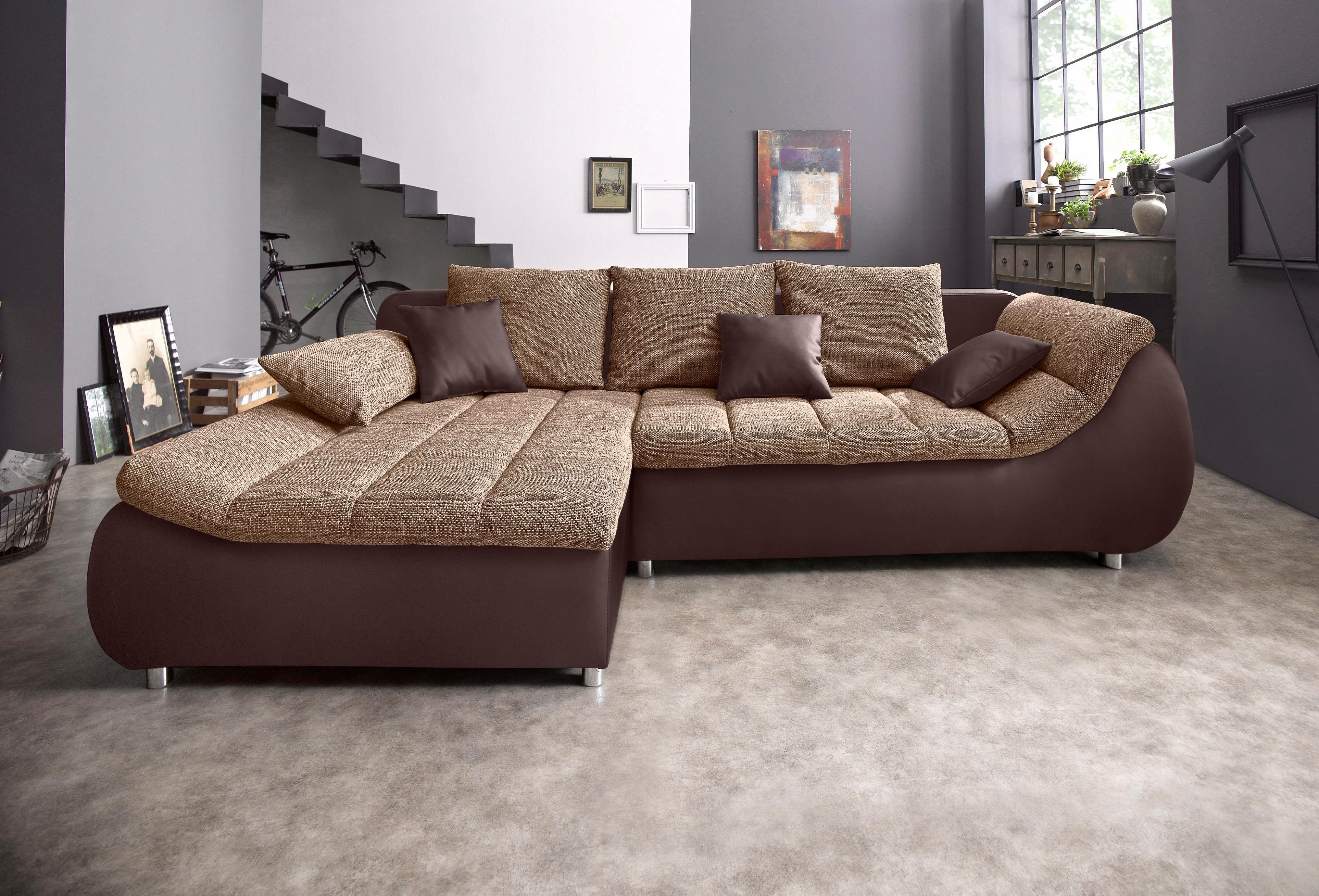 INOSIGN Ecksofa "Imola elegant und bequem, aktuelle Steppung im Sitz, L-For günstig online kaufen