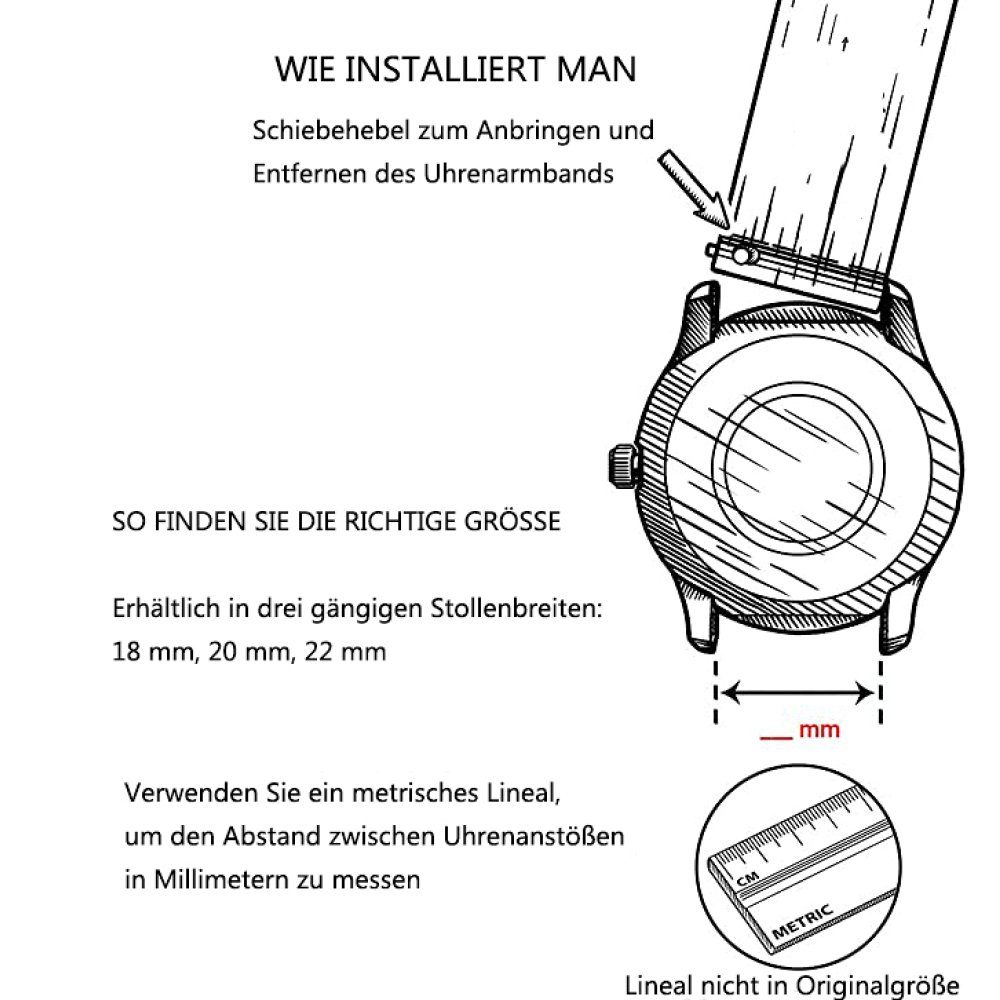 ‎‎grau(1,8cm) Uhrenarmbänder Silikon Uhrenarmband, mit Armband GelldG Schnellverschluss