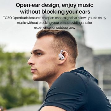 TOZO Open Buds Leichte Kabellos 5.3 mit Mehrwinkelverstellung In-Ear-Kopfhörer (Natürlicher Klang für unverfälschten Musikgenuss., Offenes Ohrdesign für langanhaltenden Komfort Kristallklare Anrufe)