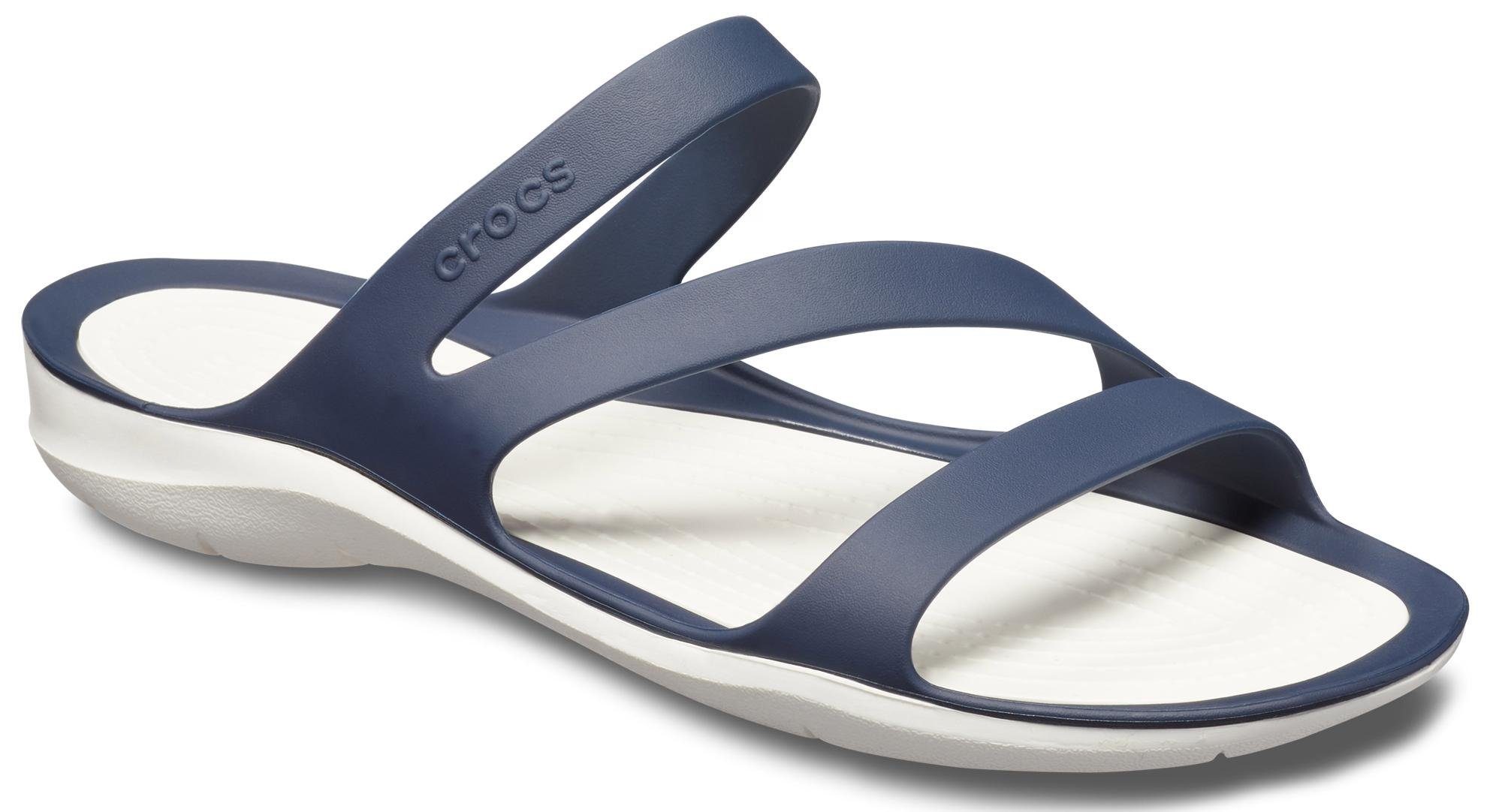 Crocs Swiftwater Sandal Badepantolette mit weich genoppter Innensohle navy weiß