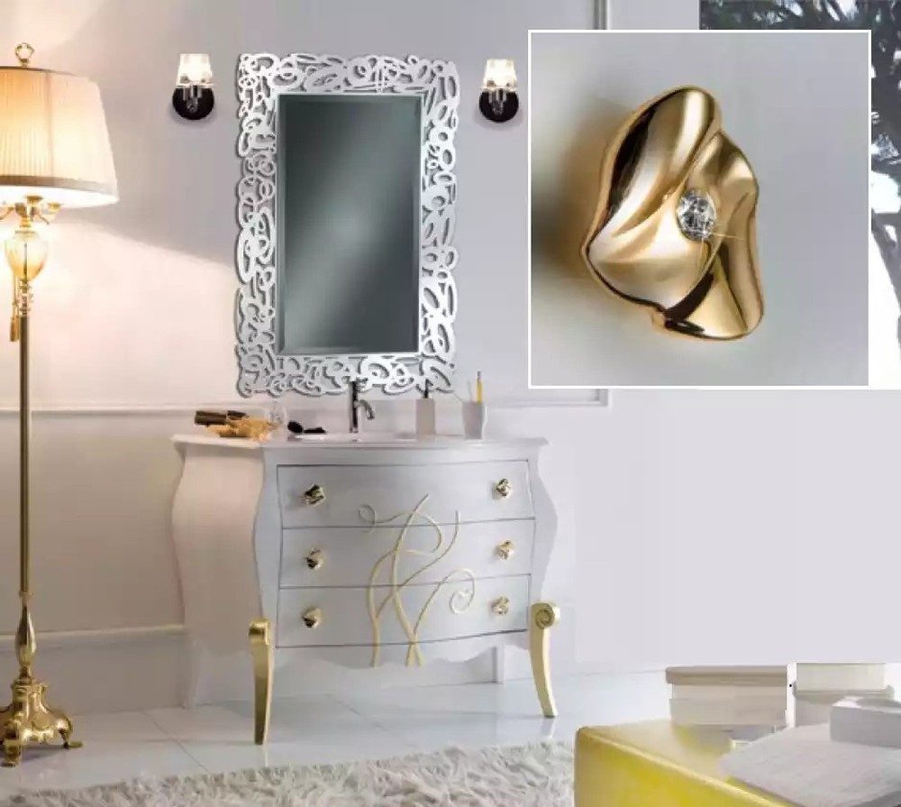 JVmoebel Waschbeckenschrank Badezimmermöbel Set 2tlg. Waschbecken und Waschtisch Becken (2-St., 1x Kommode mit Waschbecken + 1x Spiegel) Made in Europa