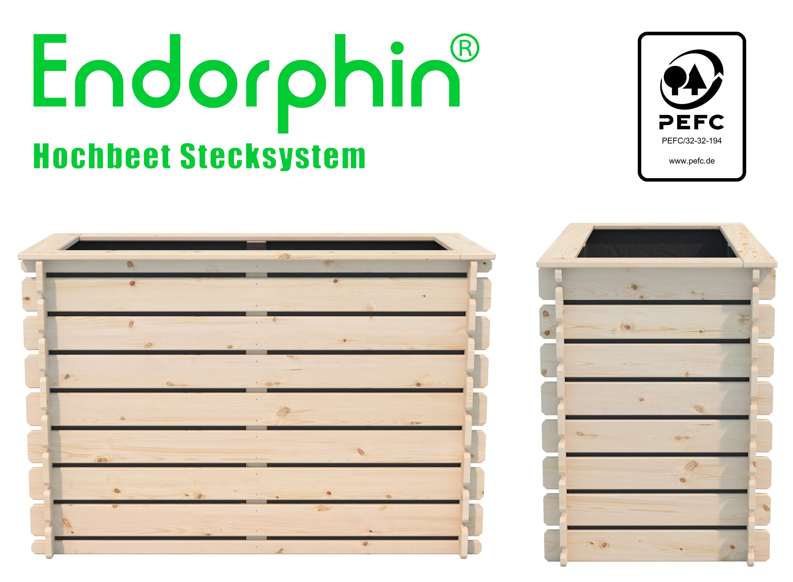 Endorphin Hochbeet Hochbeet Stecksystem, aus 100% kammergetrocknetem PEFC-zertifiziertem