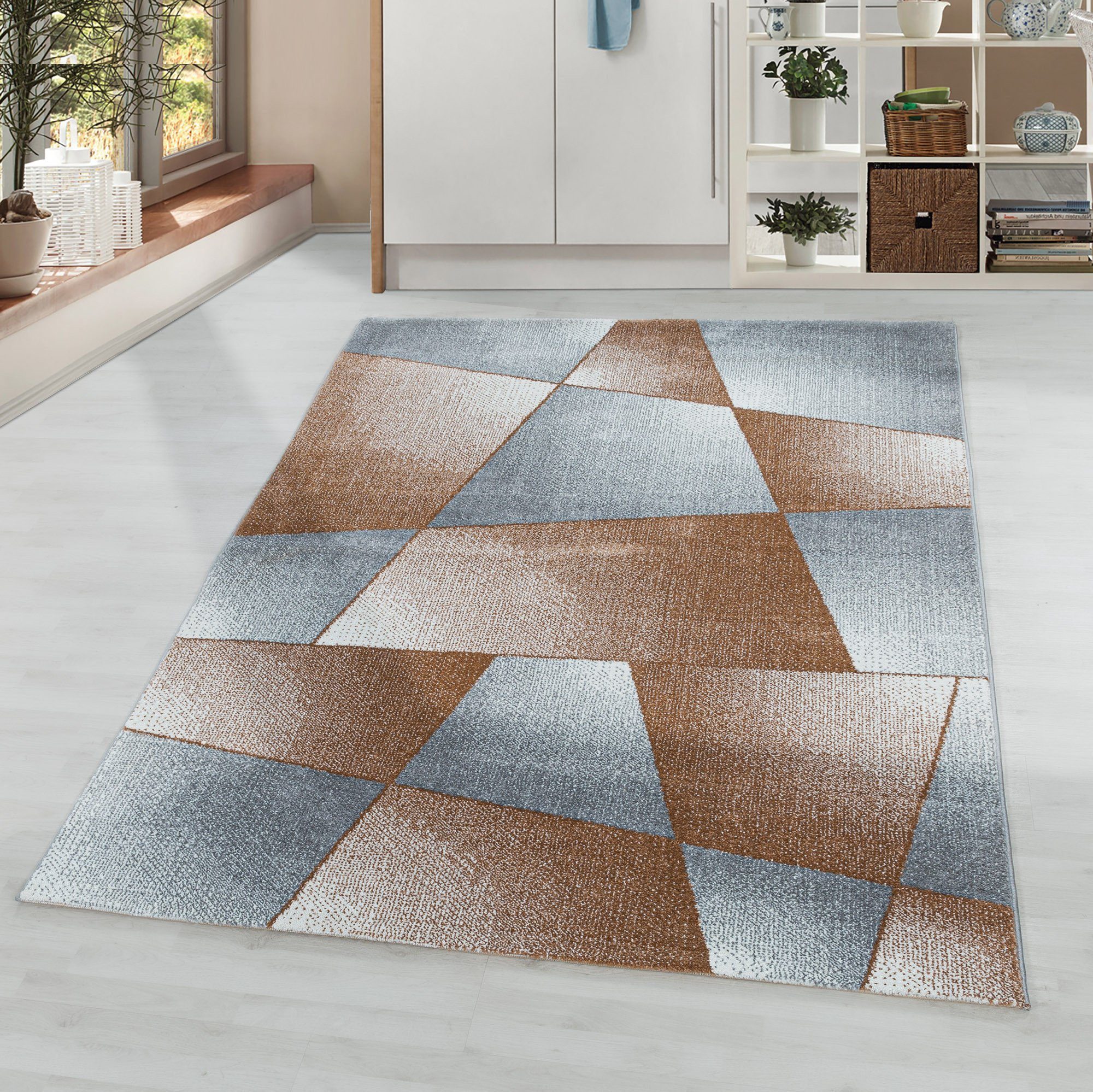 beliebte Wahl Designteppich Kurzflorteppich Mosaikmuster Flachflorteppich Wohnzimmer Schlafzimmer, Kupfer Miovani