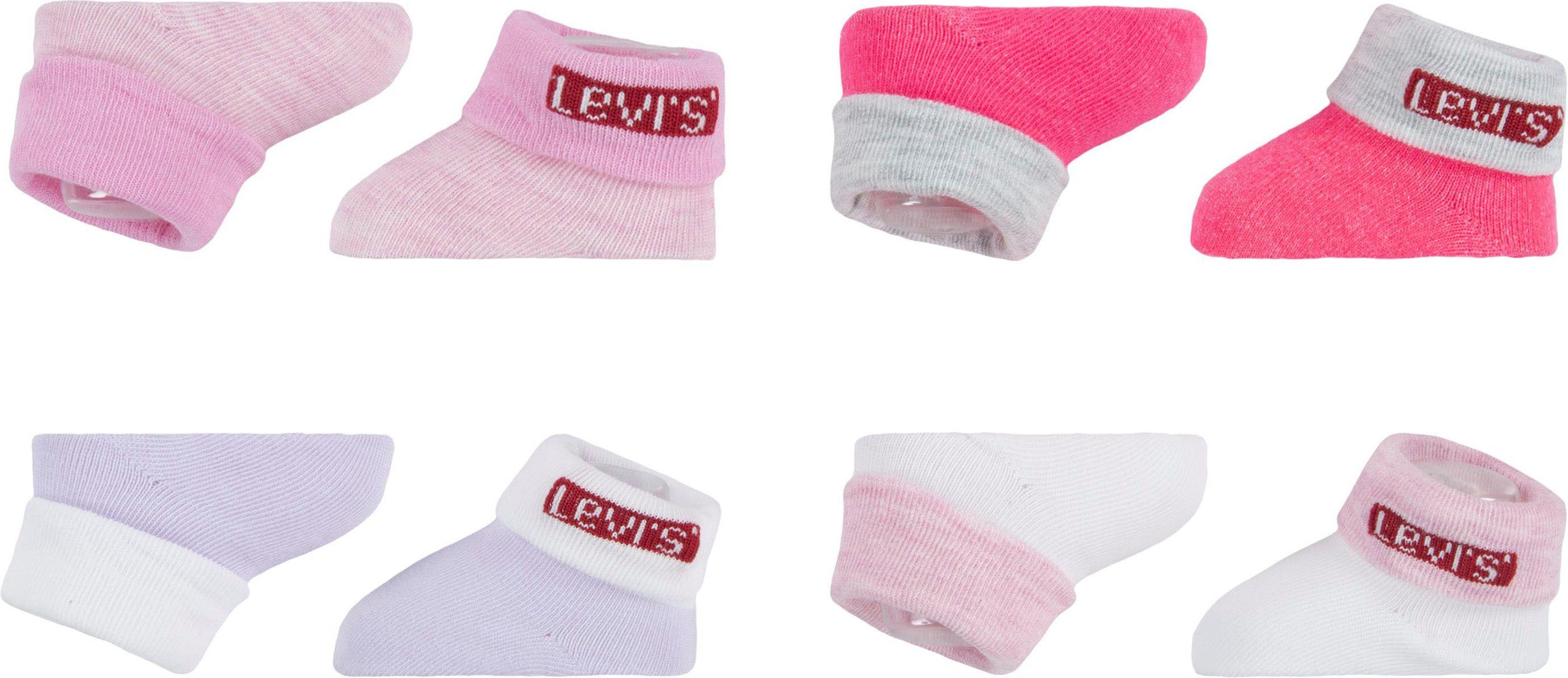 Levi's® Kids Socken 4PK Red Tab Bootie (8-Paar) UNISEX rosa /weiß/ lila | Lange Socken