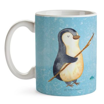 Mr. & Mrs. Panda Tasse Pinguin Angler - Eisblau - Geschenk, Teetasse, Becher, Tasse Motive, Keramik, Einzigartiges Botschaft