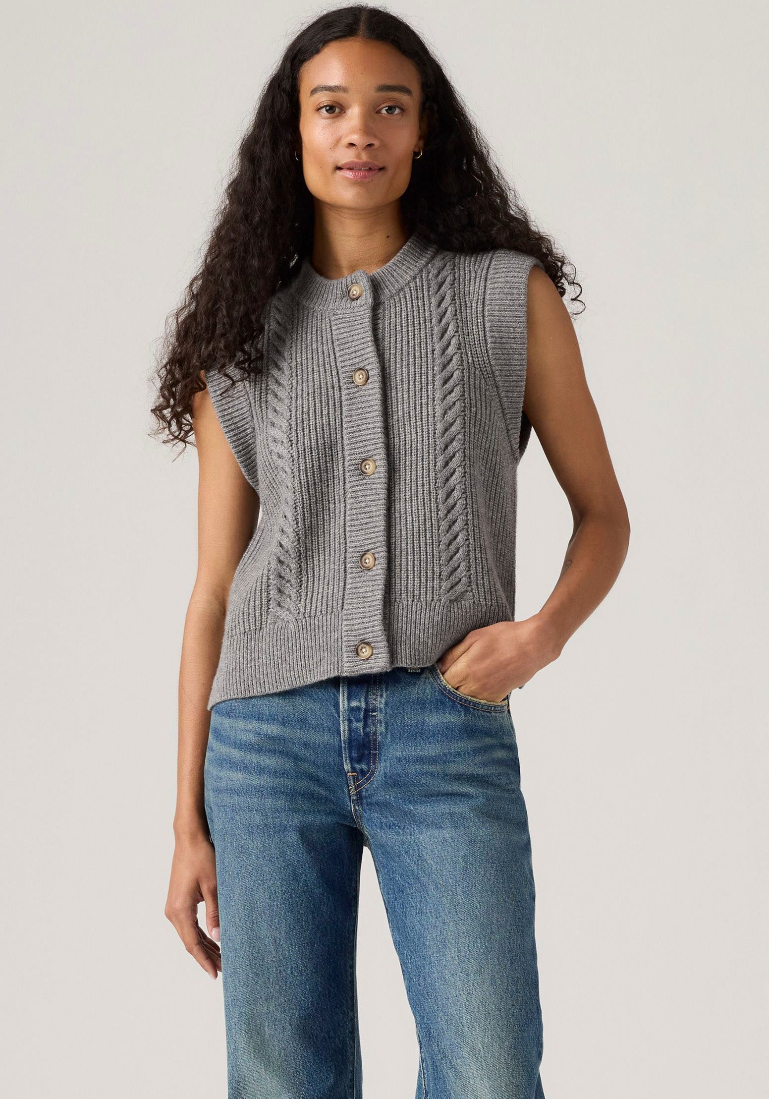 Levi's® Strickweste INES CABLE SWEATE Materialmix günstig online kaufen