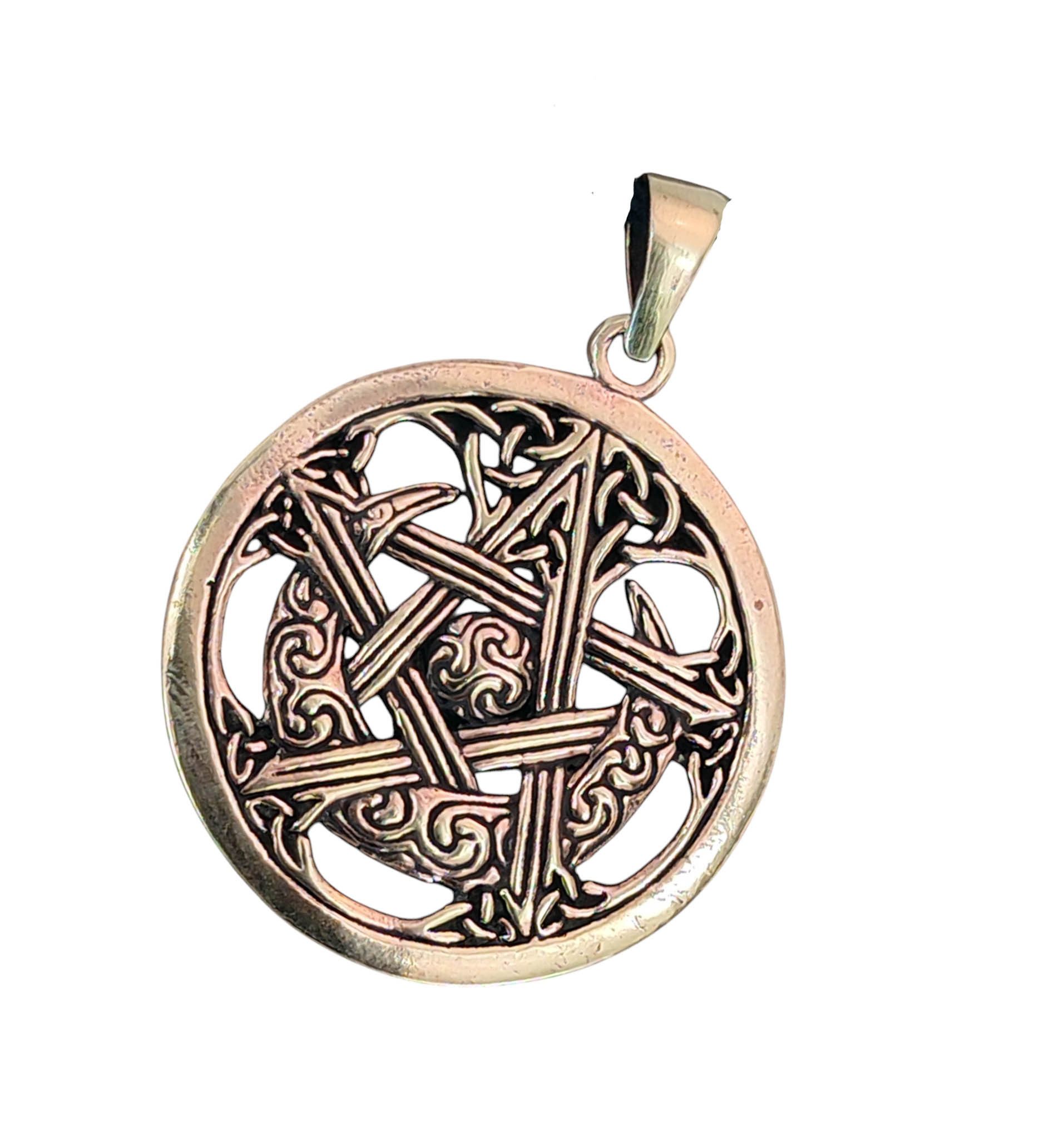 Kiss of Leather Kettenanhänger Pentagramm Schutz Pentagram Magie Schutzamulett Anhänger Bronze Nr.162