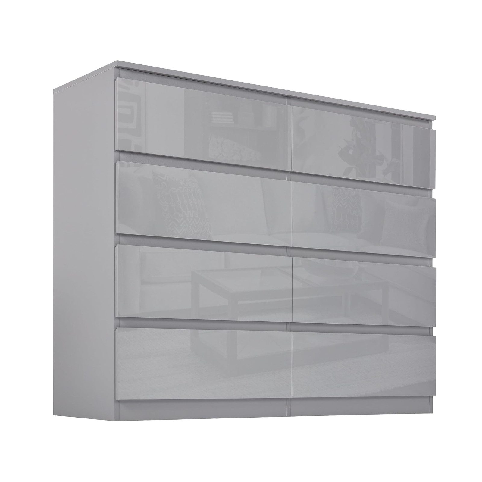 HTI-Living Kommode Kommode Kenji 8 Schubladen Hochglanz Grau (Stück, 1 St., 1 Kommode), Sideboard