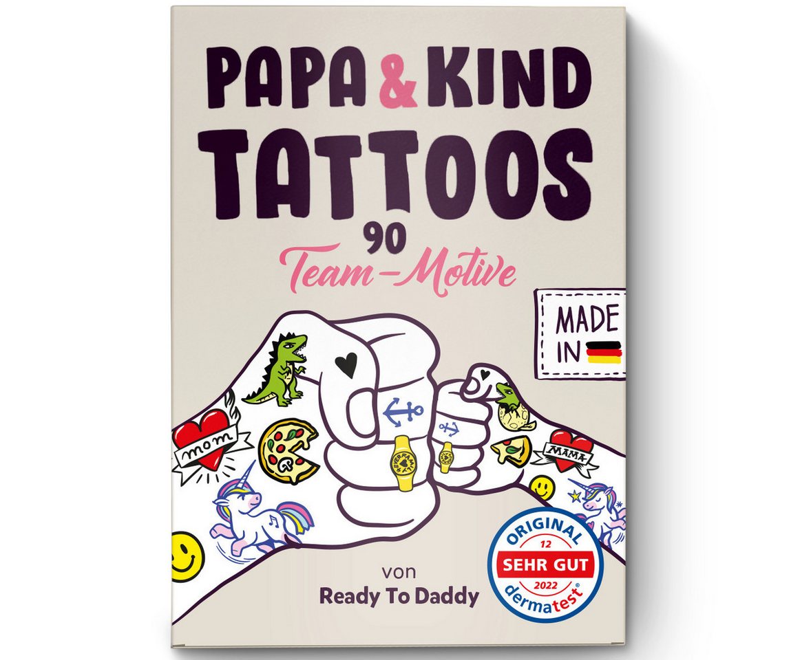 Ready to Daddy Kindertattoo Papa & Kind Team Tattoos 90 Stück Team-Motive